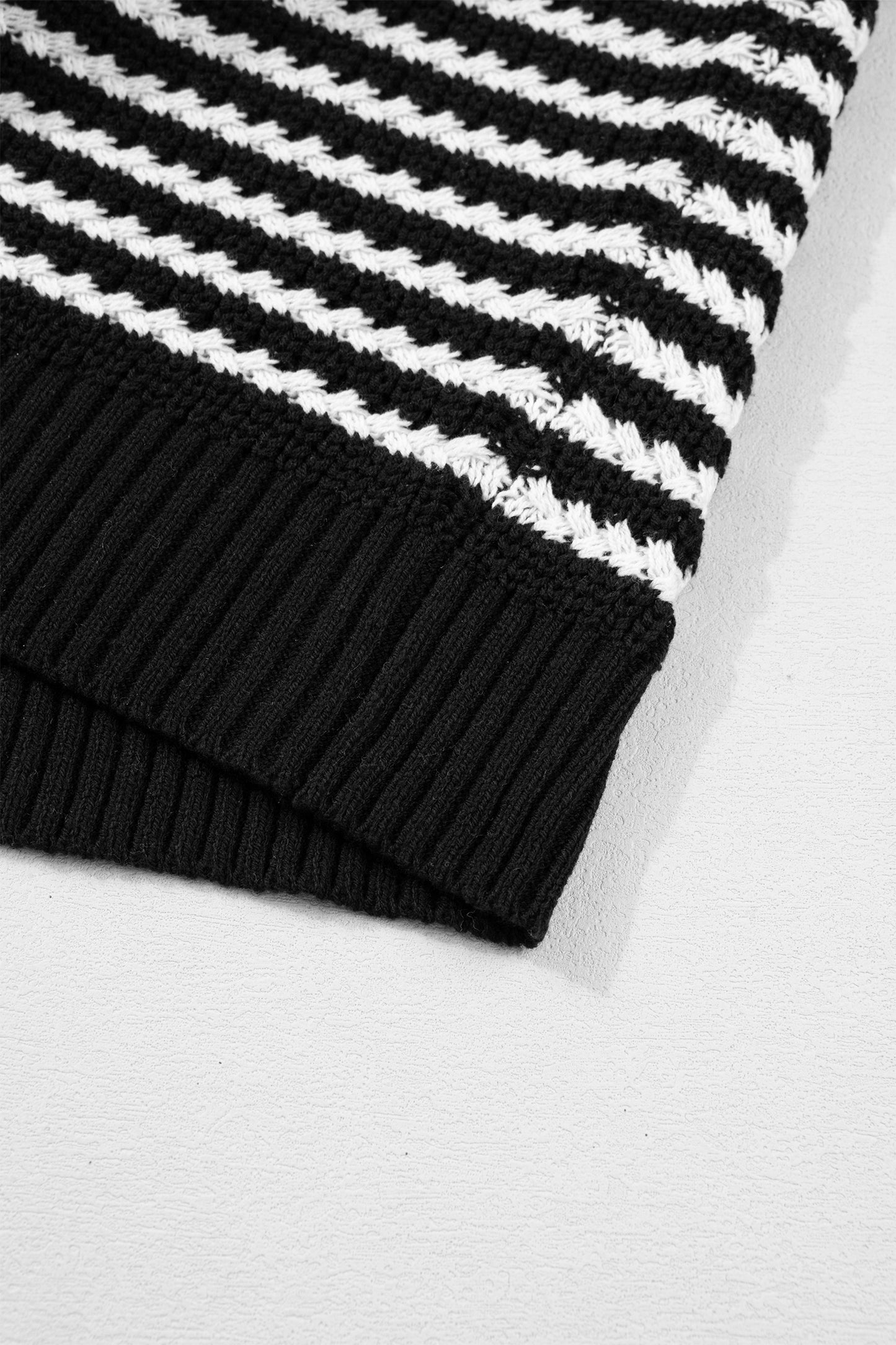 Black Stripe Short Sleeve Knit V Neck Bow Knot Sweater-TOPS / DRESSES-[Adult]-[Female]-2022 Online Blue Zone Planet