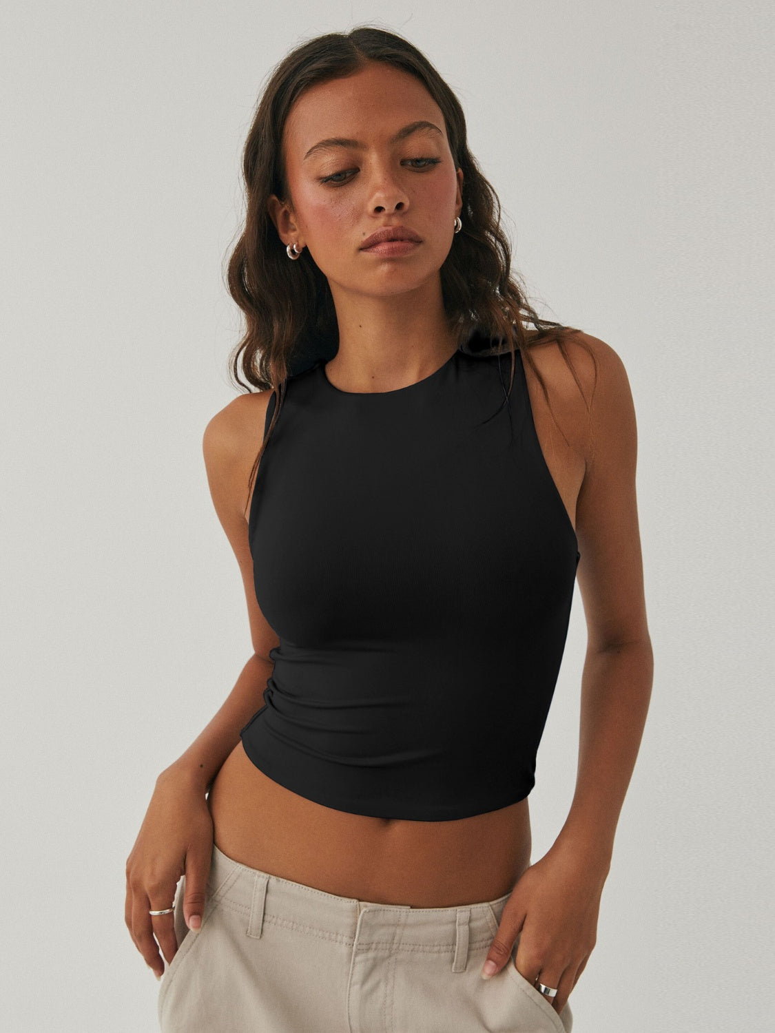 Blue Zone Planet | Round Neck Cropped Tank-TOPS / DRESSES-[Adult]-[Female]-2022 Online Blue Zone Planet