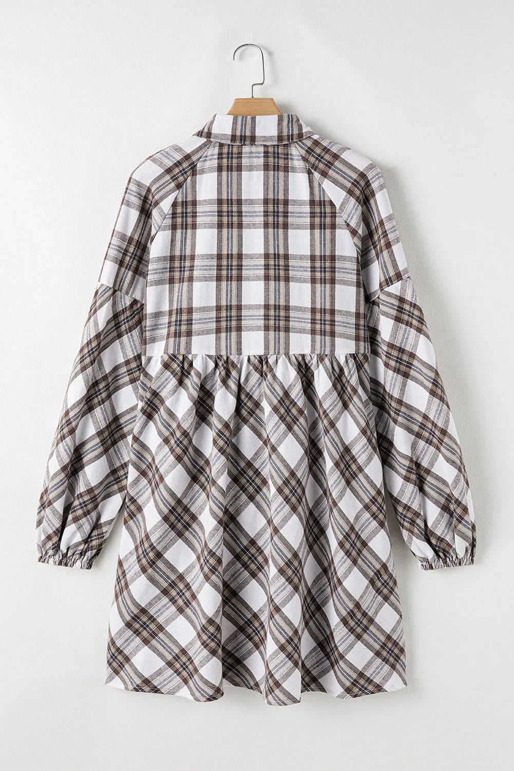 Plaid Long Sleeve Mini Shirt Dress-TOPS / DRESSES-[Adult]-[Female]-2022 Online Blue Zone Planet