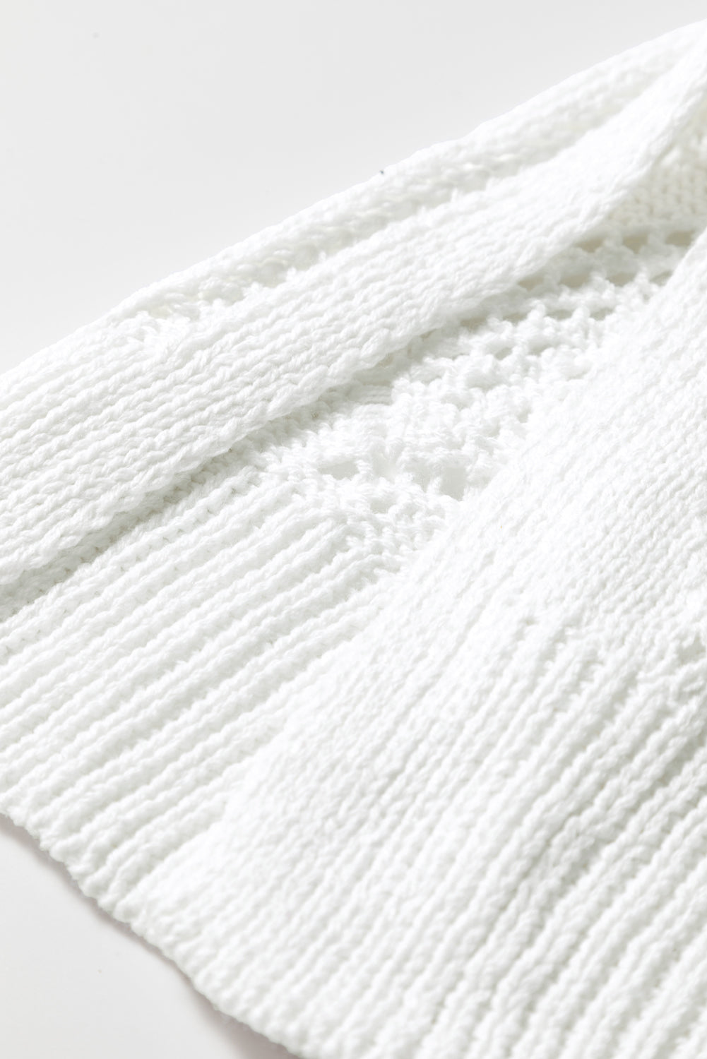 White Hollow-out Openwork Knit Cardigan-Sweaters & Cardigans/Cardigans-[Adult]-[Female]-2022 Online Blue Zone Planet