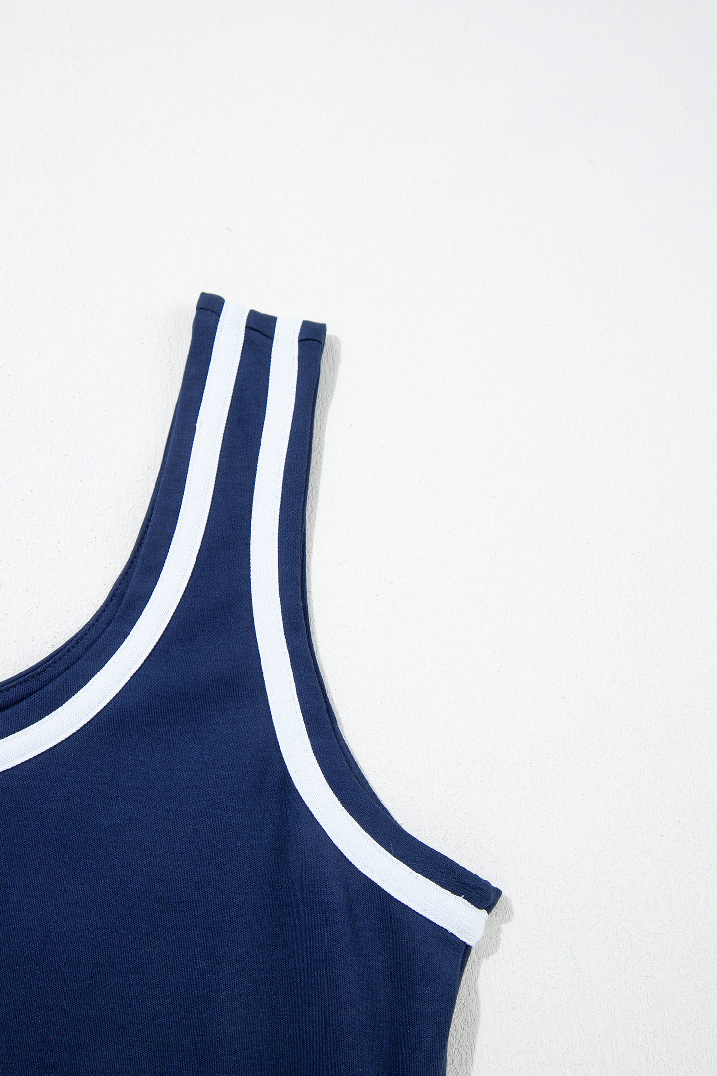 Dirty blue Contrast Trim U Neck Sleeveless Mini Dress-TOPS / DRESSES-[Adult]-[Female]-2022 Online Blue Zone Planet
