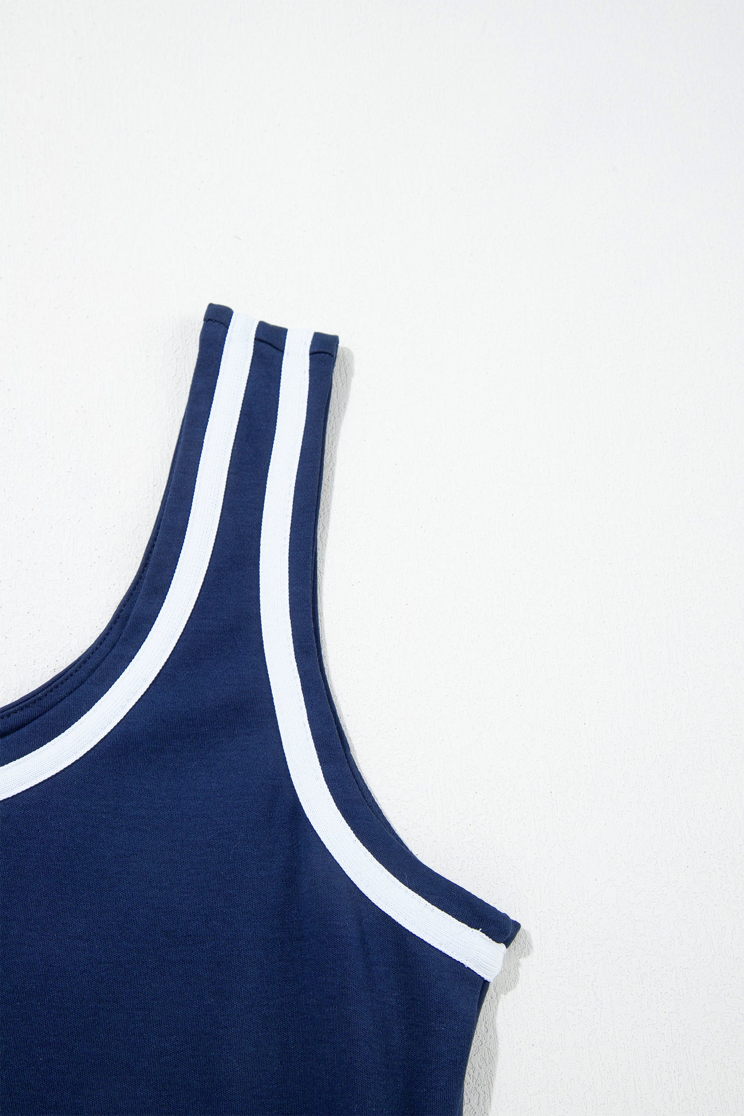 Dirty blue Contrast Trim U Neck Sleeveless Mini Dress-TOPS / DRESSES-[Adult]-[Female]-2022 Online Blue Zone Planet