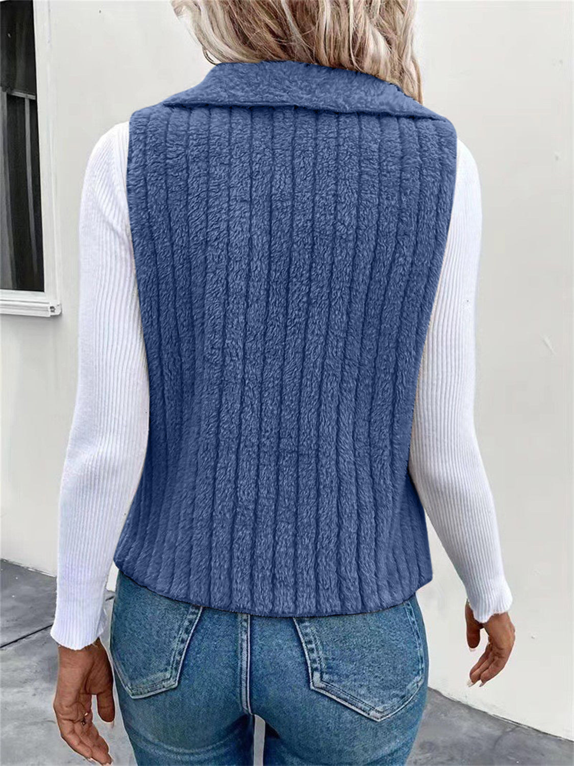 Open Front Fuzzy Vest Coat-TOPS / DRESSES-[Adult]-[Female]-2022 Online Blue Zone Planet