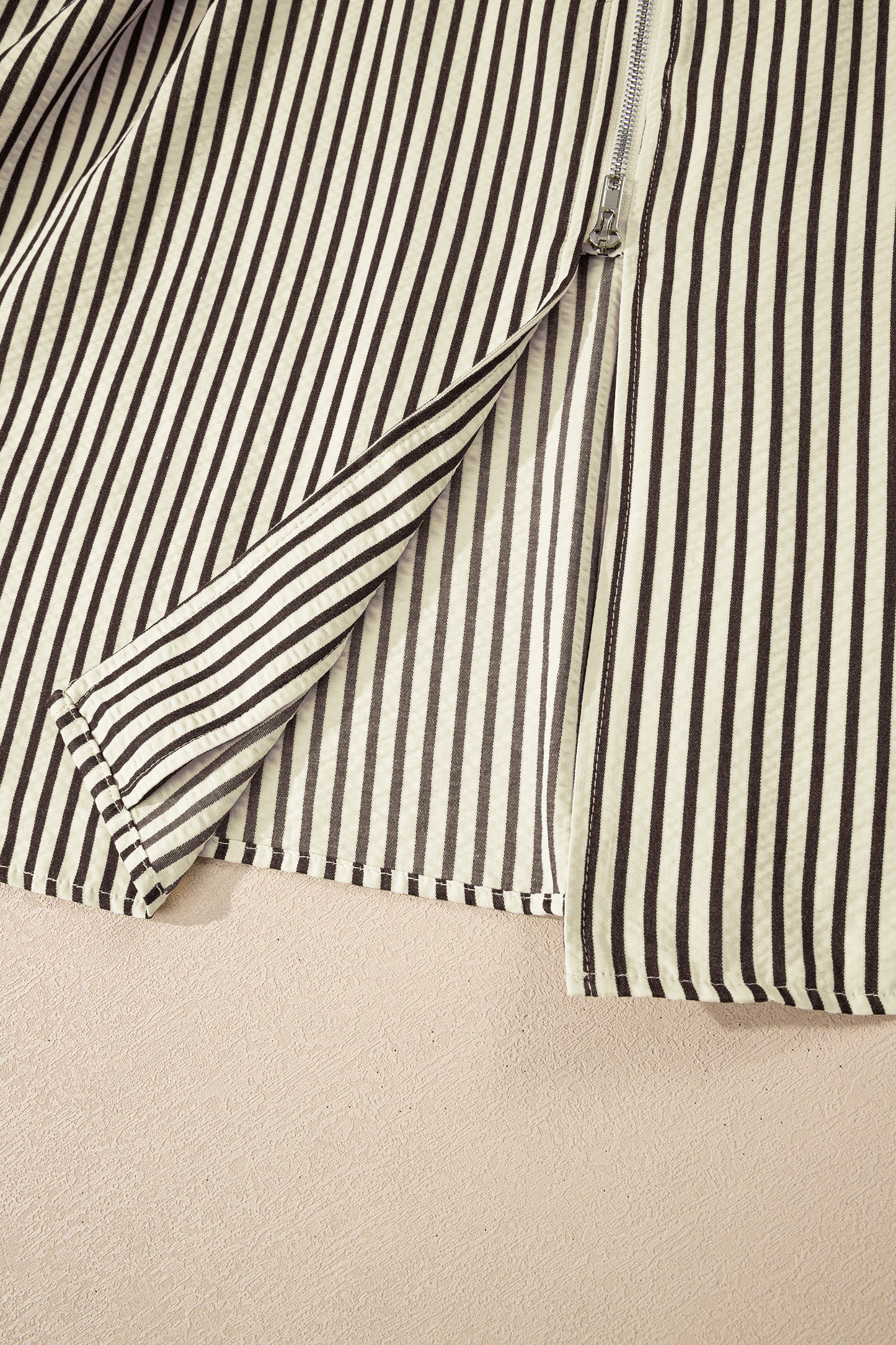 Black Stripe V Neck Zip Front Cinched High Waist Midi Dress-TOPS / DRESSES-[Adult]-[Female]-2022 Online Blue Zone Planet