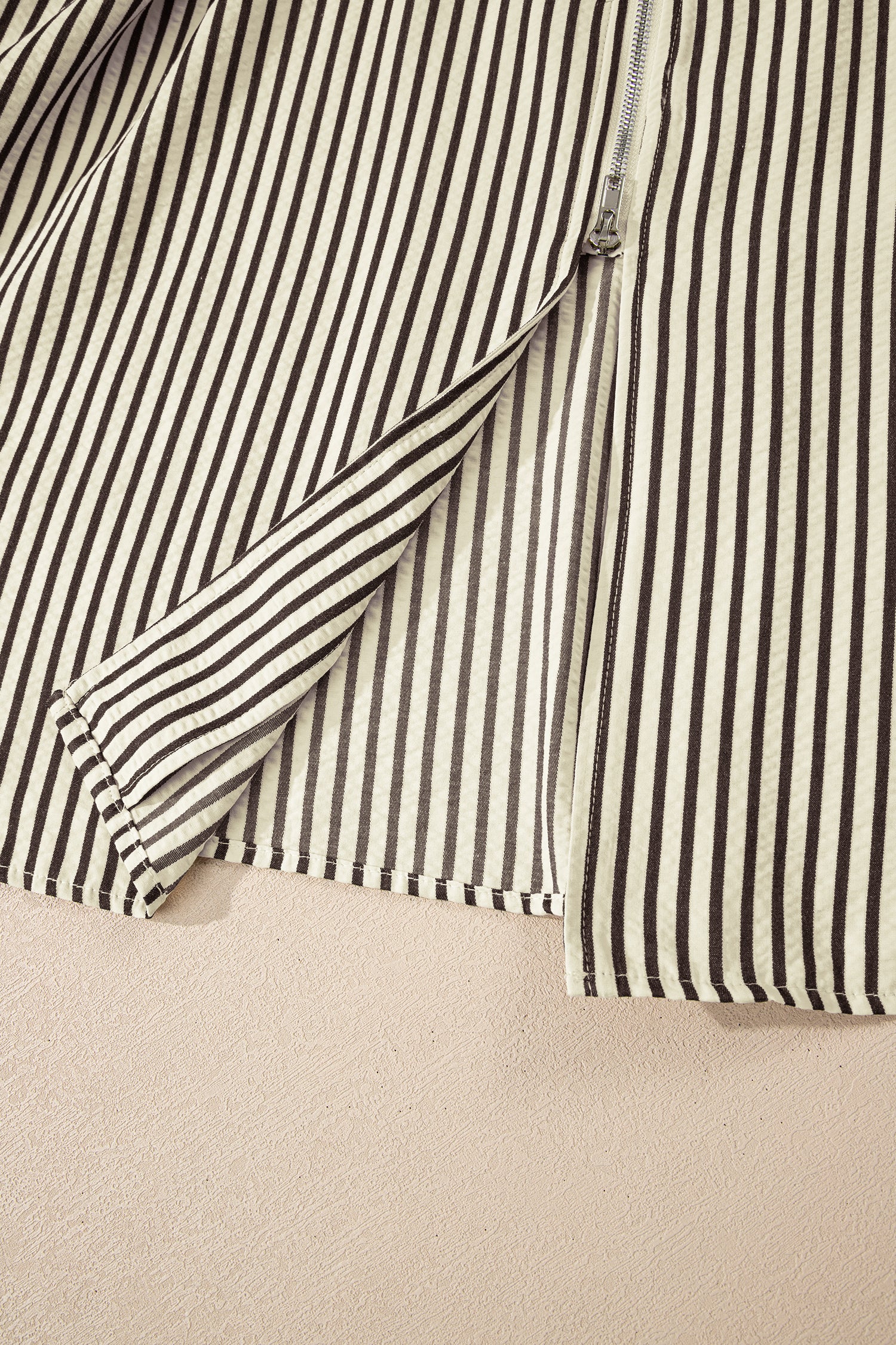 Black Stripe V Neck Zip Front Cinched High Waist Midi Dress-TOPS / DRESSES-[Adult]-[Female]-2022 Online Blue Zone Planet