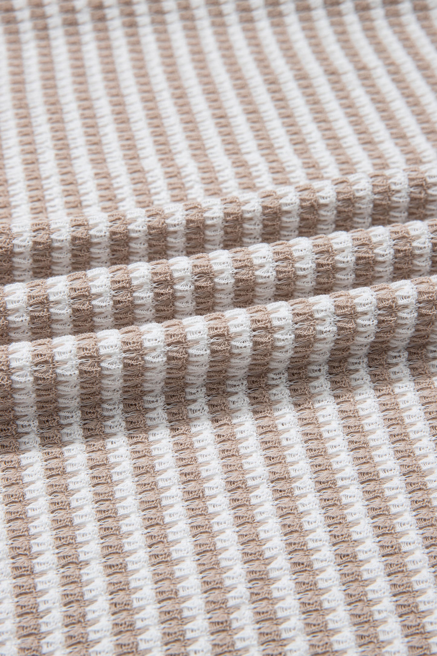 Beige Striped Textured Knit V Neck Casual Top-Tops/Long Sleeve Tops-[Adult]-[Female]-2022 Online Blue Zone Planet