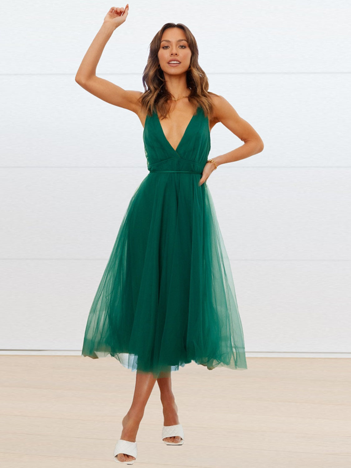 Backless Crisscross Sleeveless Midi Dress-TOPS / DRESSES-[Adult]-[Female]-Dark Green-S-2022 Online Blue Zone Planet