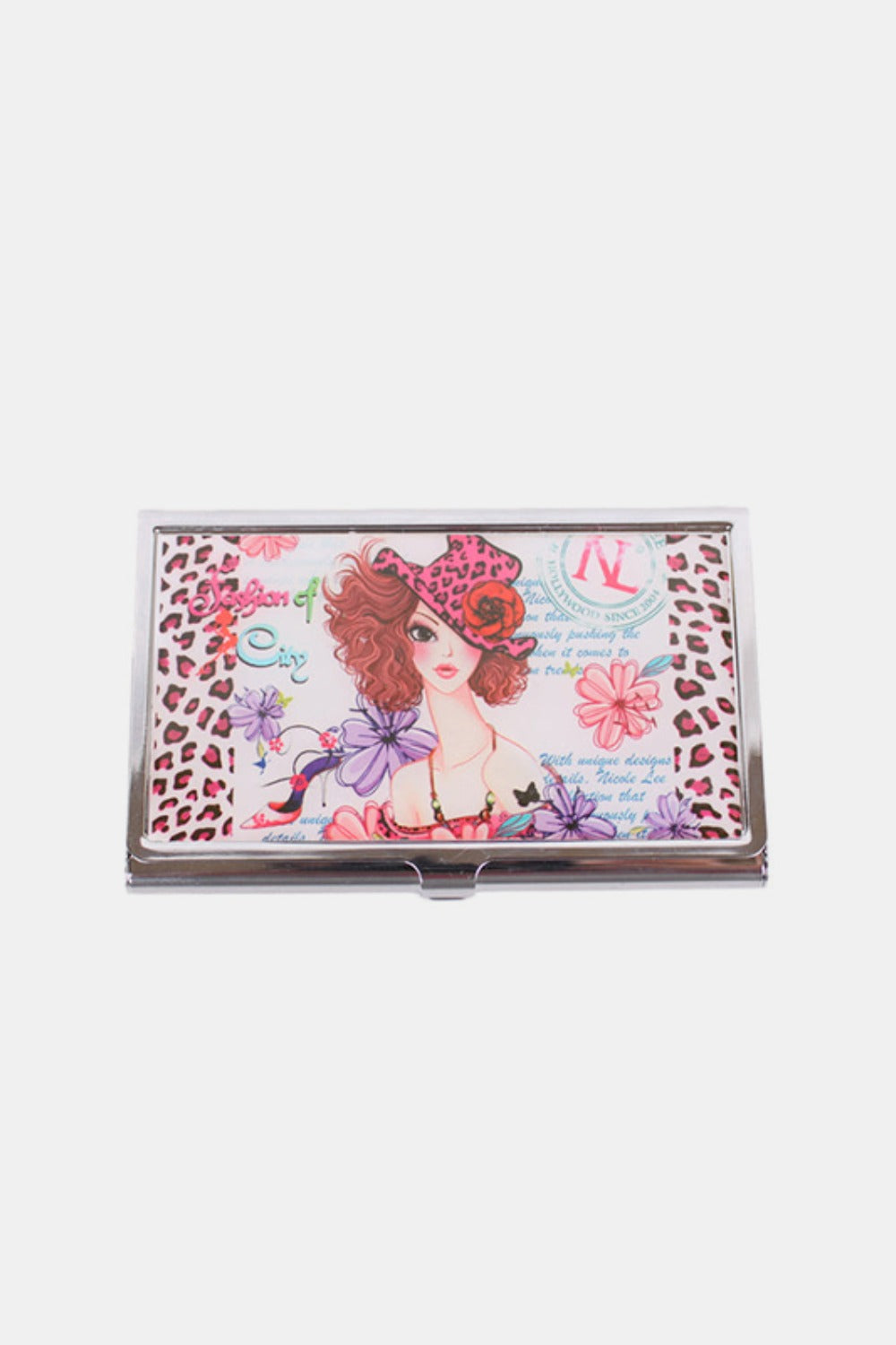 Nicole Lee USA Printed Business Card Case-HANDBAGS-[Adult]-[Female]-Sunny White-One Size-2022 Online Blue Zone Planet