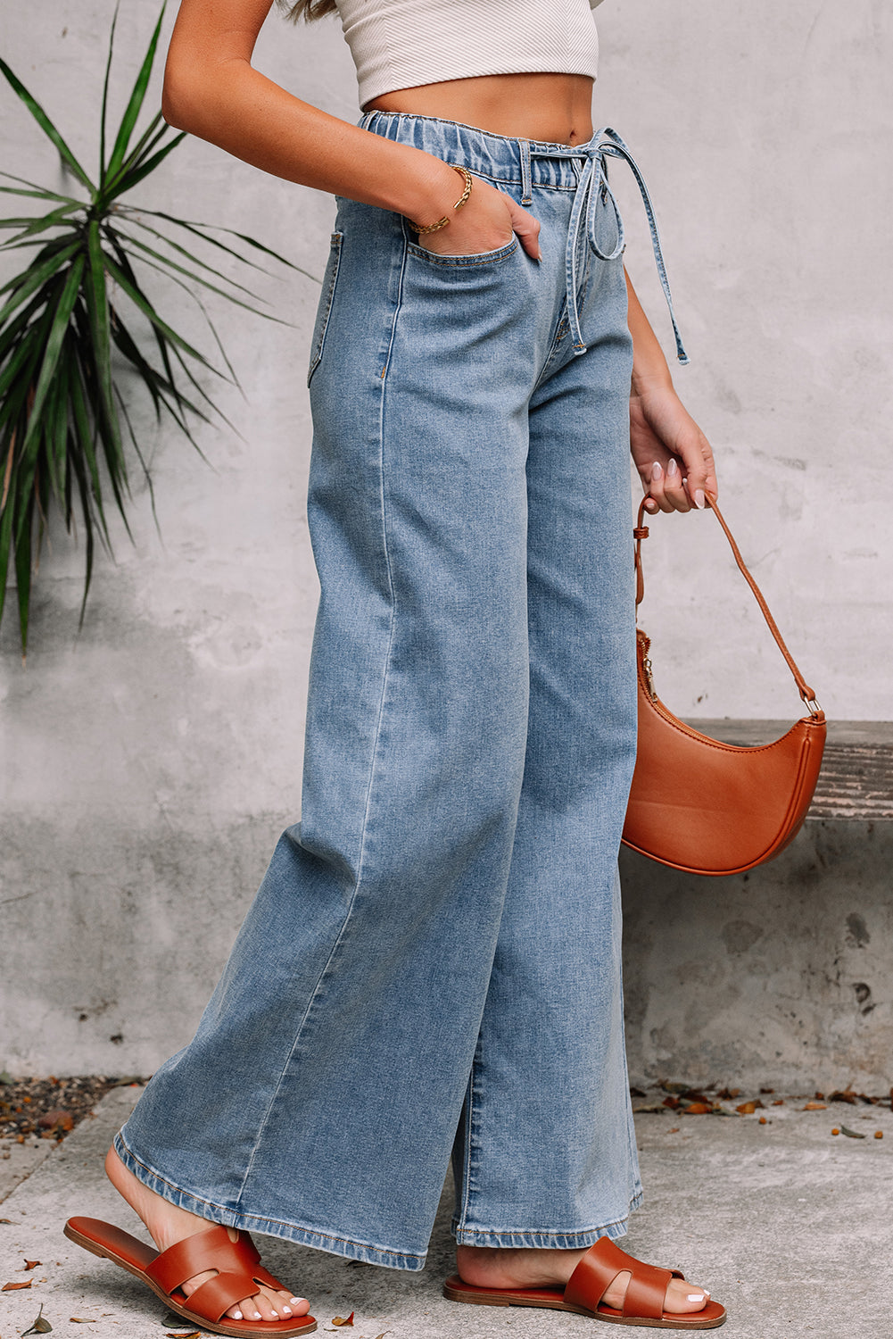 Dusk Blue Medium Wash Super Wide Leg Denim Pants-Bottoms/Jeans-[Adult]-[Female]-2022 Online Blue Zone Planet