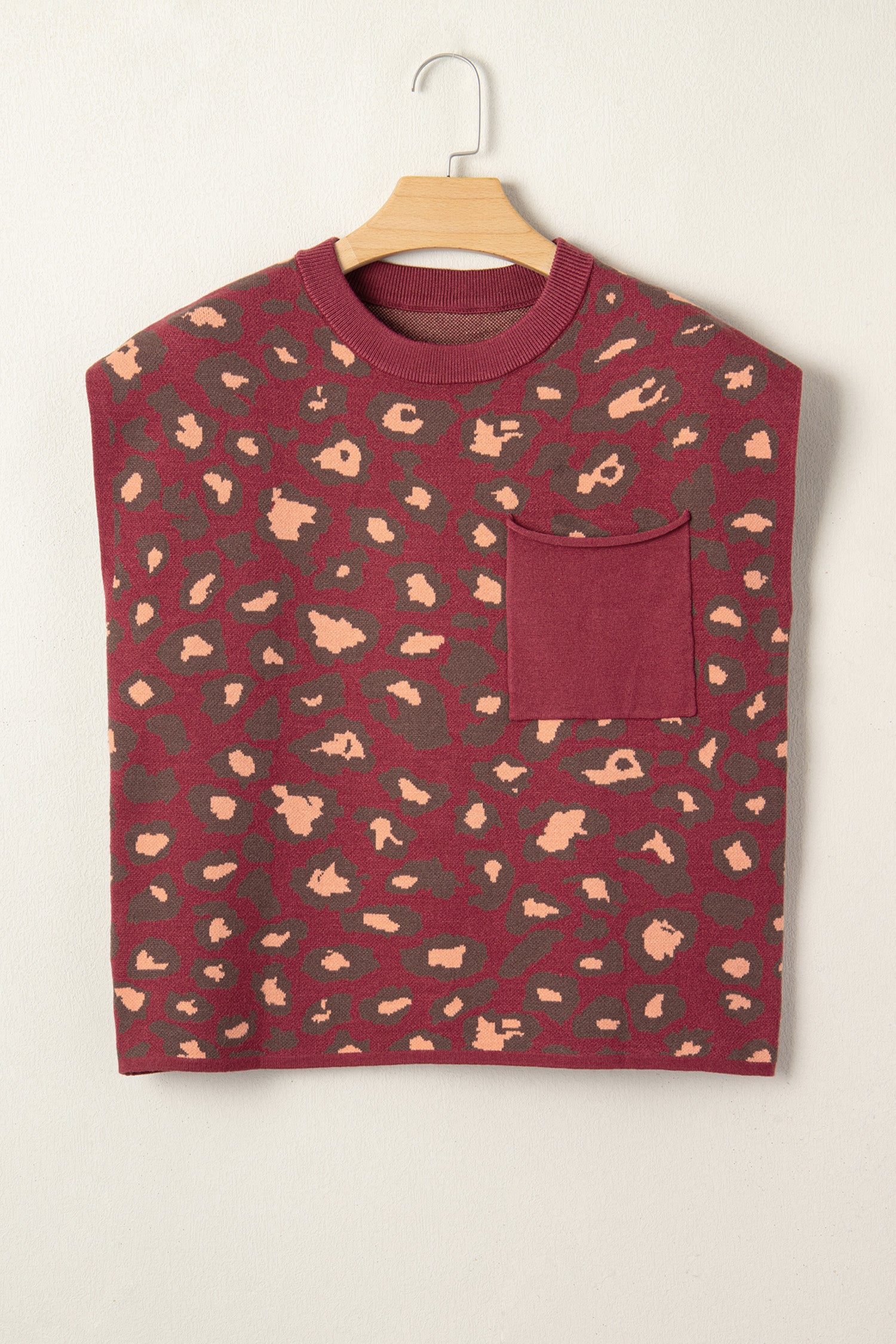 Red Leopard Print Cap Sleeve Knitted Top-TOPS / DRESSES-[Adult]-[Female]-2022 Online Blue Zone Planet