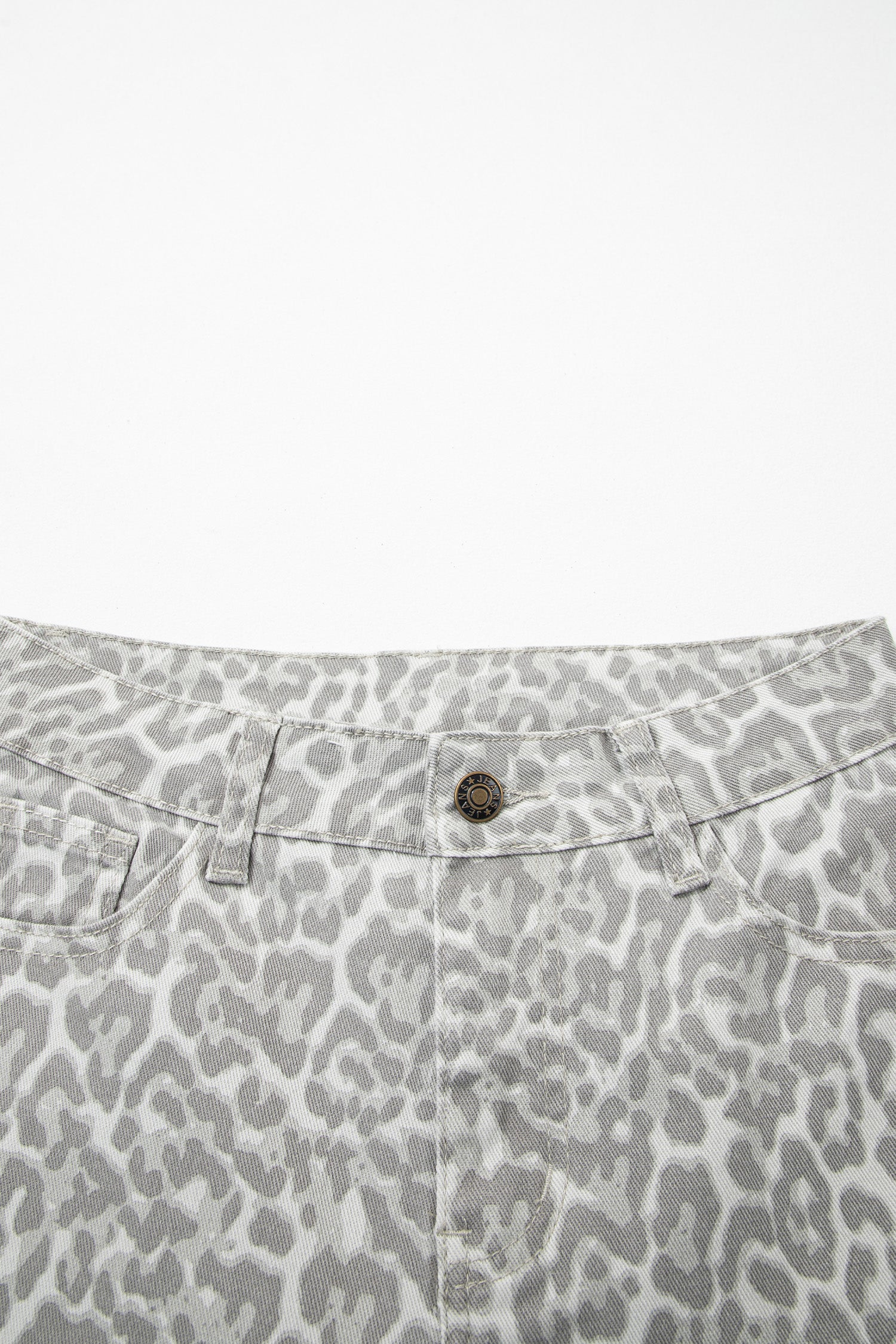 Gray Leopard Frayed Edge Wide Leg High Waist Jeans-Bottoms/Jeans-[Adult]-[Female]-2022 Online Blue Zone Planet