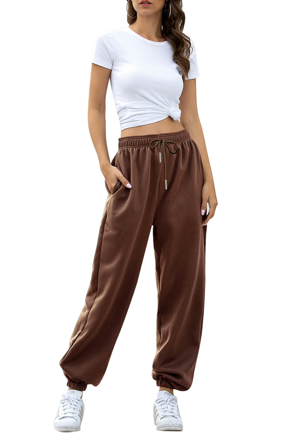 Elastic Waist Joggers with Pockets-TOPS / DRESSES-[Adult]-[Female]-2022 Online Blue Zone Planet