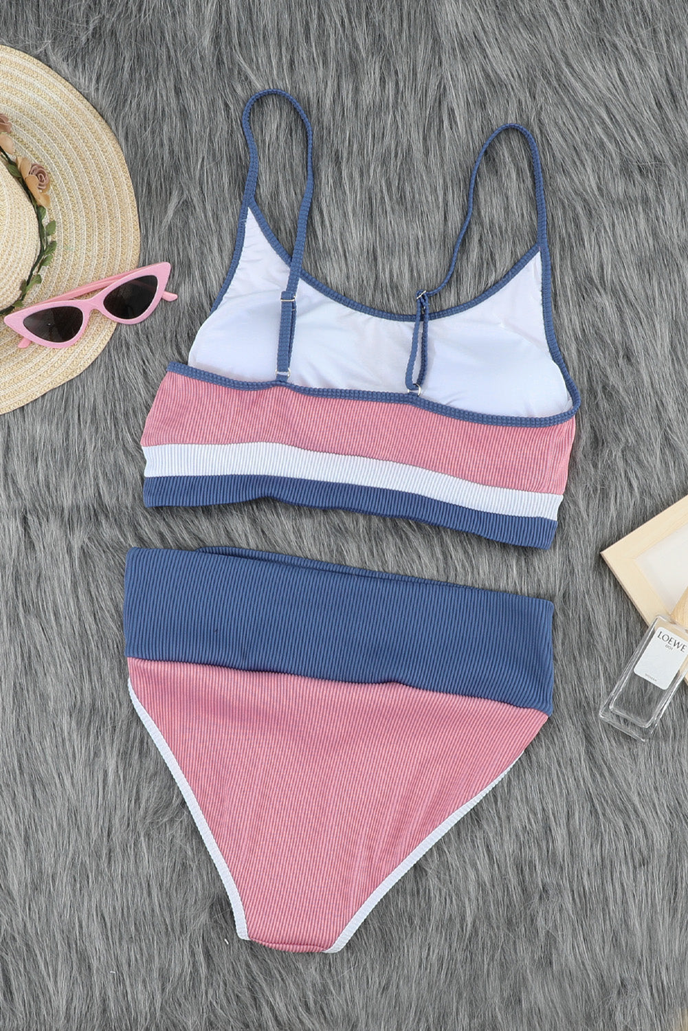 Blue Zone Planet | Color Block Scoop Neck Two-Piece Swim Set-TOPS / DRESSES-[Adult]-[Female]-2022 Online Blue Zone Planet