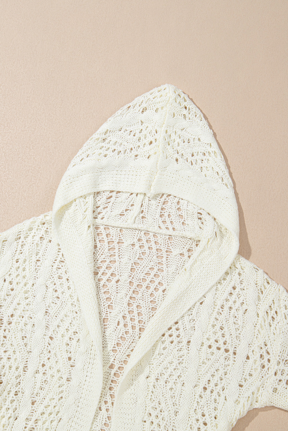 White Fashion Open Knit Hooded Beach Cover Up-Tops / Dresses-[Adult]-[Female]-2022 Online Blue Zone Planet