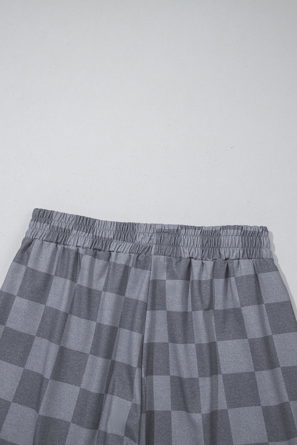 Gray Checkered V Neck Tee Drawstring Shorts Lounge Set-Loungewear & Sleepwear/Loungewear-[Adult]-[Female]-2022 Online Blue Zone Planet
