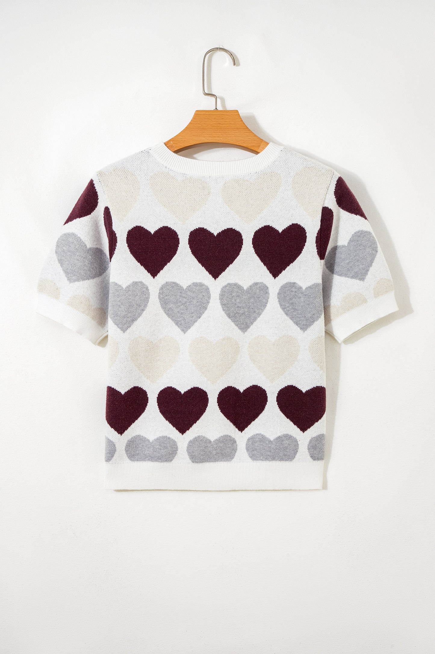 White Valentine Heart Short Sleeve Sweater-TOPS / DRESSES-[Adult]-[Female]-2022 Online Blue Zone Planet