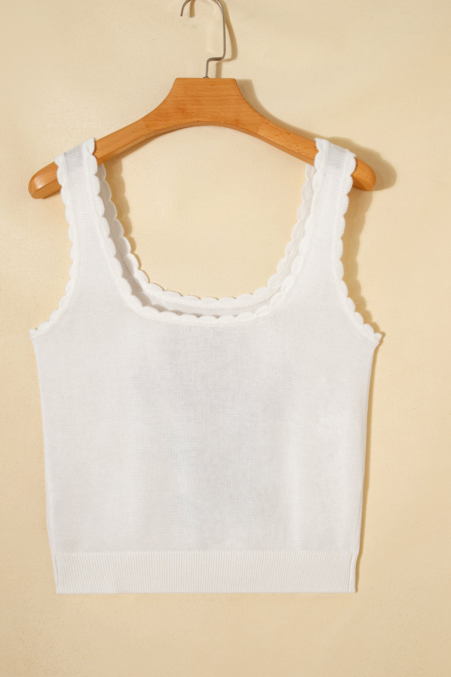 White Retro Floral Print Scalloped Square Neck Knit Sweater Vest-TOPS / DRESSES-[Adult]-[Female]-2022 Online Blue Zone Planet