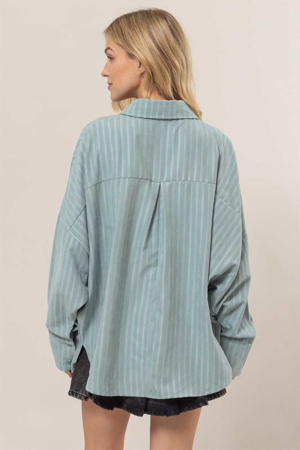 HYFVE Stripe Button Down Long Sleeve Oversized Shirt-TOPS / DRESSES-[Adult]-[Female]-2022 Online Blue Zone Planet