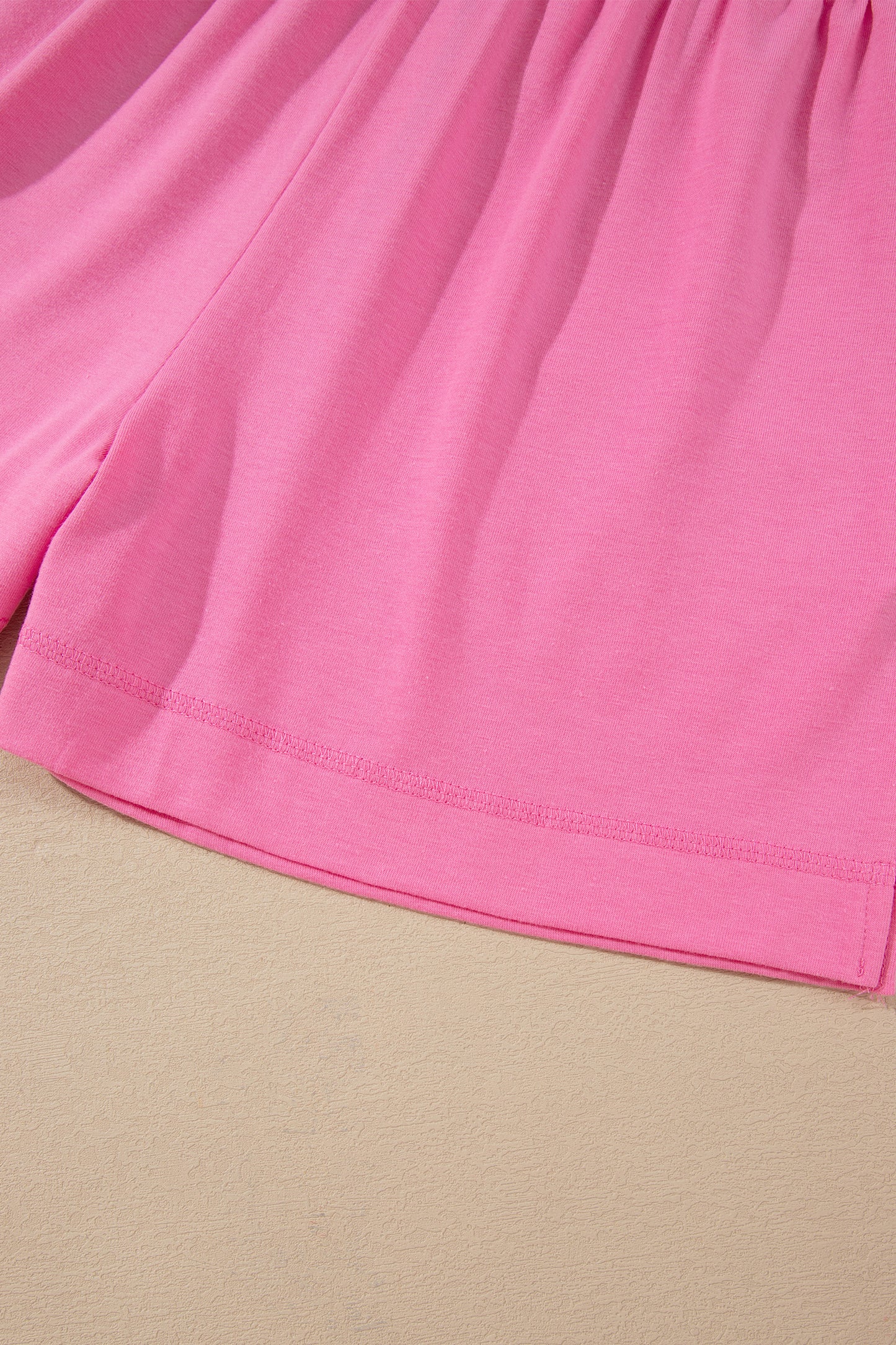 Strawberry Pink Raw Edge Patch Pocket Oversized Top and Shorts Set-Two Piece Sets/Short Sets-[Adult]-[Female]-2022 Online Blue Zone Planet