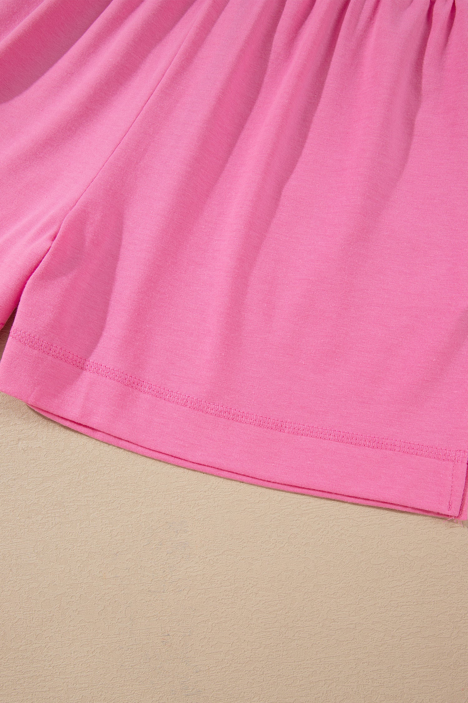 Strawberry Pink Raw Edge Patch Pocket Oversized Top and Shorts Set-Two Piece Sets/Short Sets-[Adult]-[Female]-2022 Online Blue Zone Planet