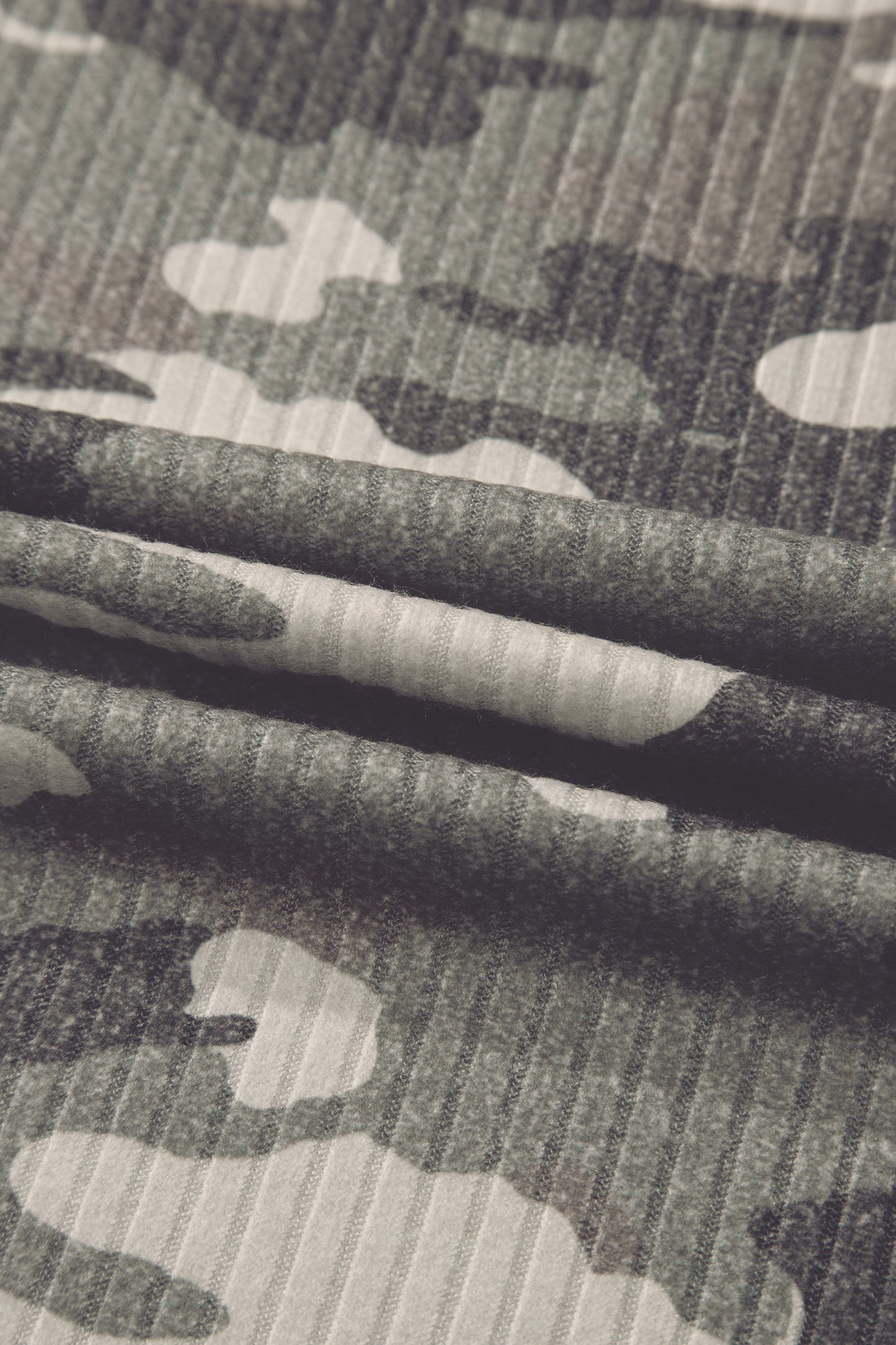 Green Camouflage Print Ribbed Knit Round Neck Tank Top-Tops/Tank Tops-[Adult]-[Female]-2022 Online Blue Zone Planet