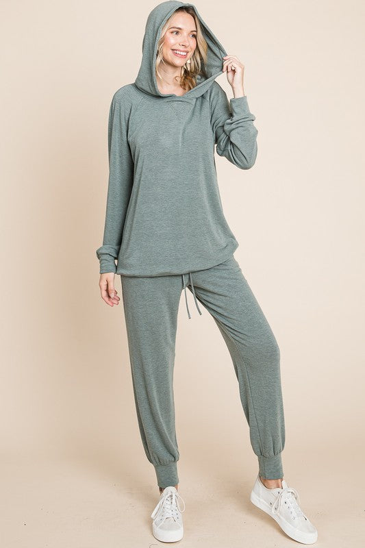 Super Lady Full Size Long Sleeve Hoodie and Tied Pants Set-TOPS / DRESSES-[Adult]-[Female]-2022 Online Blue Zone Planet