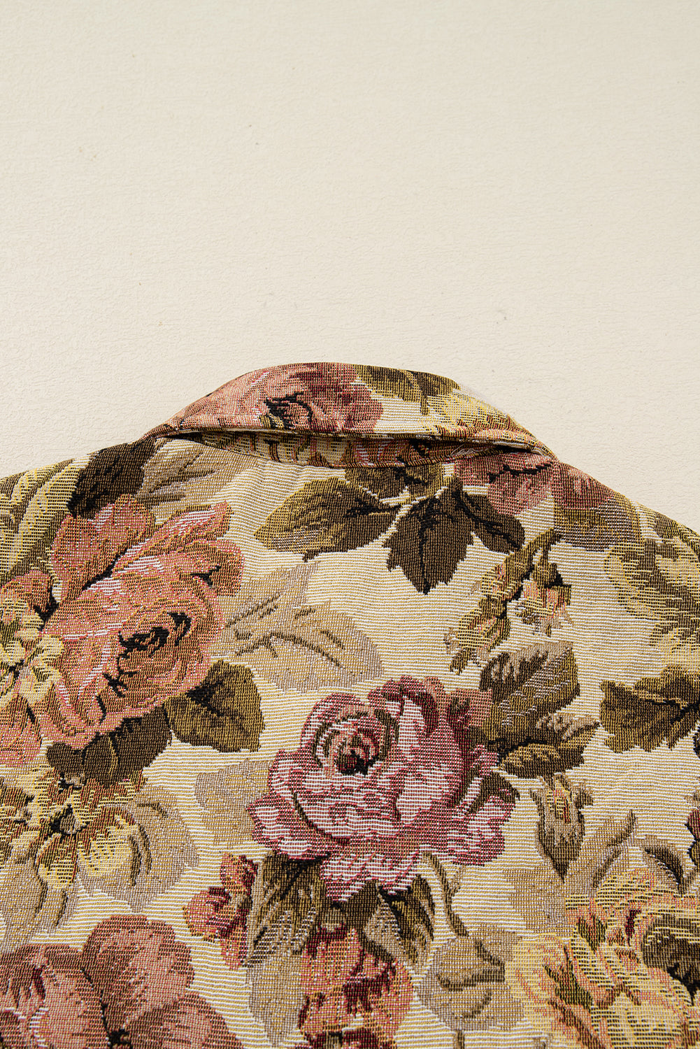 Khaki Floral Waffle Knit Patchwork Chest Pockets Buttoned Jacket-Outerwear/Jackets-[Adult]-[Female]-2022 Online Blue Zone Planet