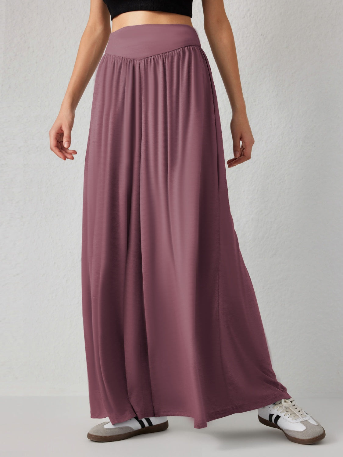 High Waist Wide Leg Pants-BOTTOMS SIZES SMALL MEDIUM LARGE-[Adult]-[Female]-2022 Online Blue Zone Planet