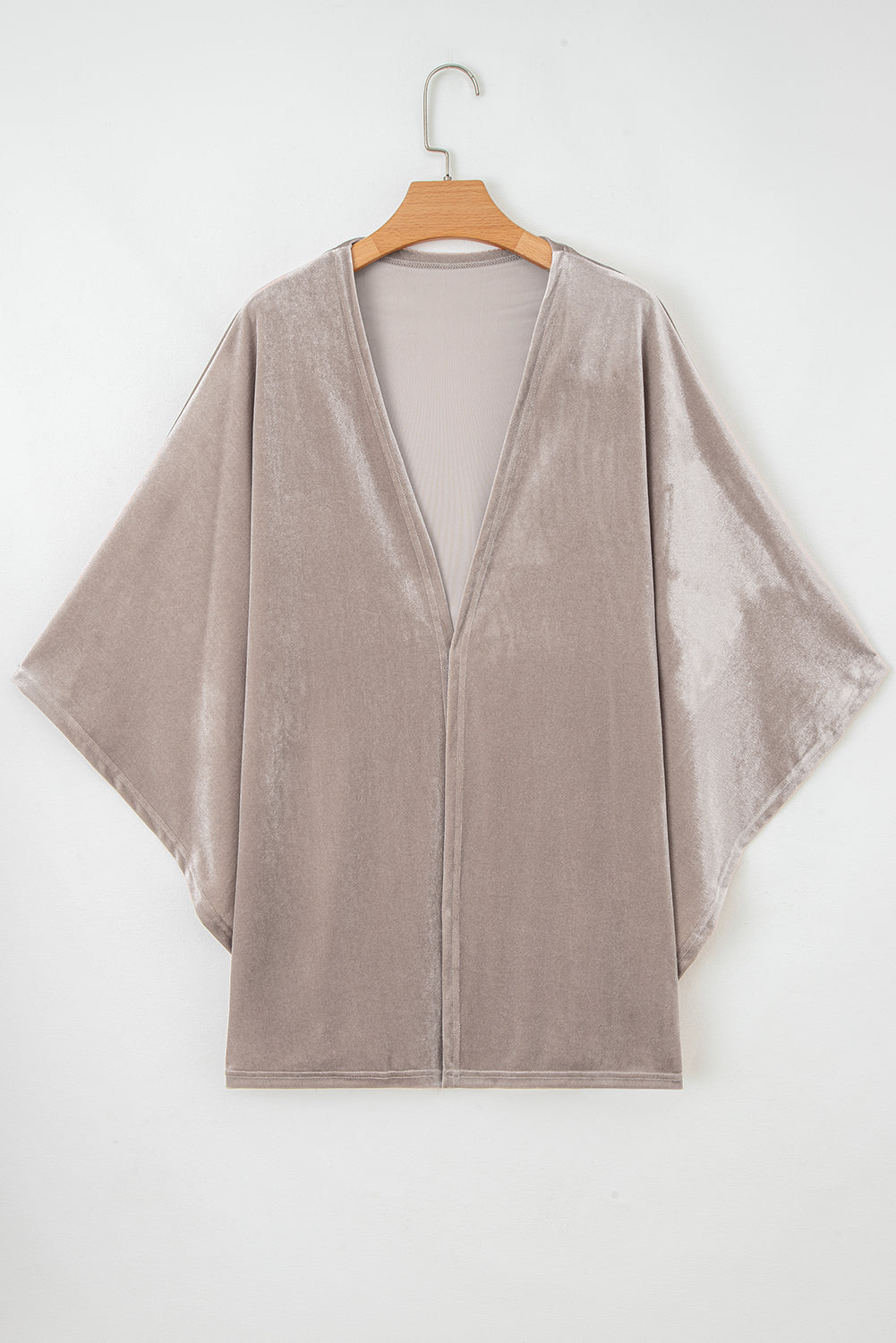 Smoke Gray 3/4 Sleeve Open Front Velvet Kimono-Outerwear/Kimonos-[Adult]-[Female]-2022 Online Blue Zone Planet