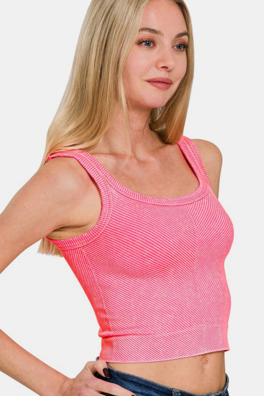 Zenana Washed Ribbed Scoop Neck Wide Strap Tank-TOPS / DRESSES-[Adult]-[Female]-2022 Online Blue Zone Planet