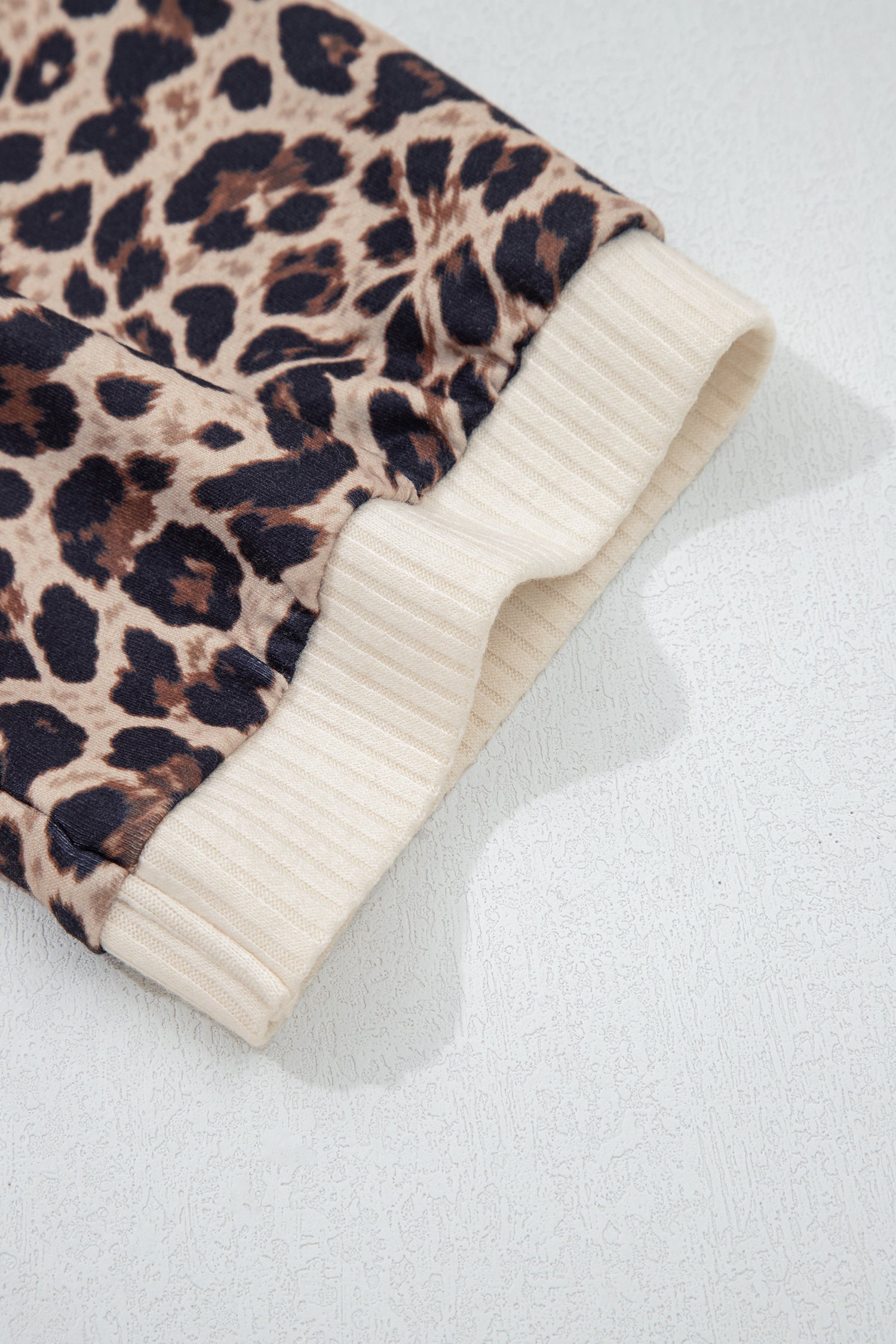 White Ribbed Texture Button Down Leopard Patchwork Short Sleeve Shirt-Tops/Blouses & Shirts-[Adult]-[Female]-2022 Online Blue Zone Planet