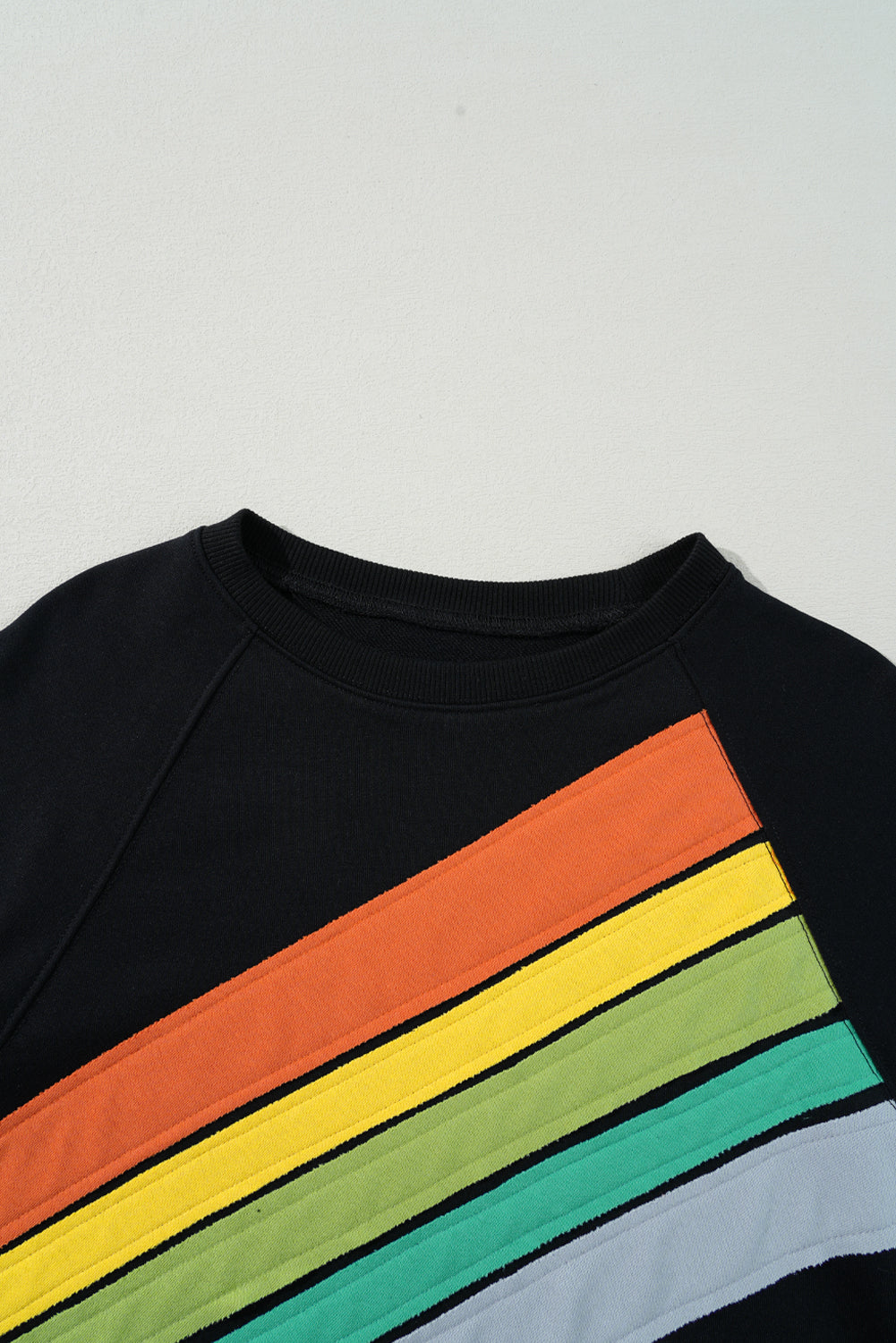 Blue Zone Planet |  Black Rainbow Colorblock Pullover Sweatshirt