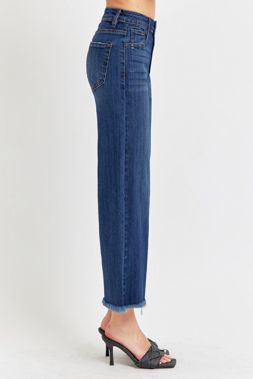 RISEN Full Size Raw Hem Cropped Wide Leg Jeans-BOTTOMS SIZES SMALL MEDIUM LARGE-[Adult]-[Female]-2022 Online Blue Zone Planet