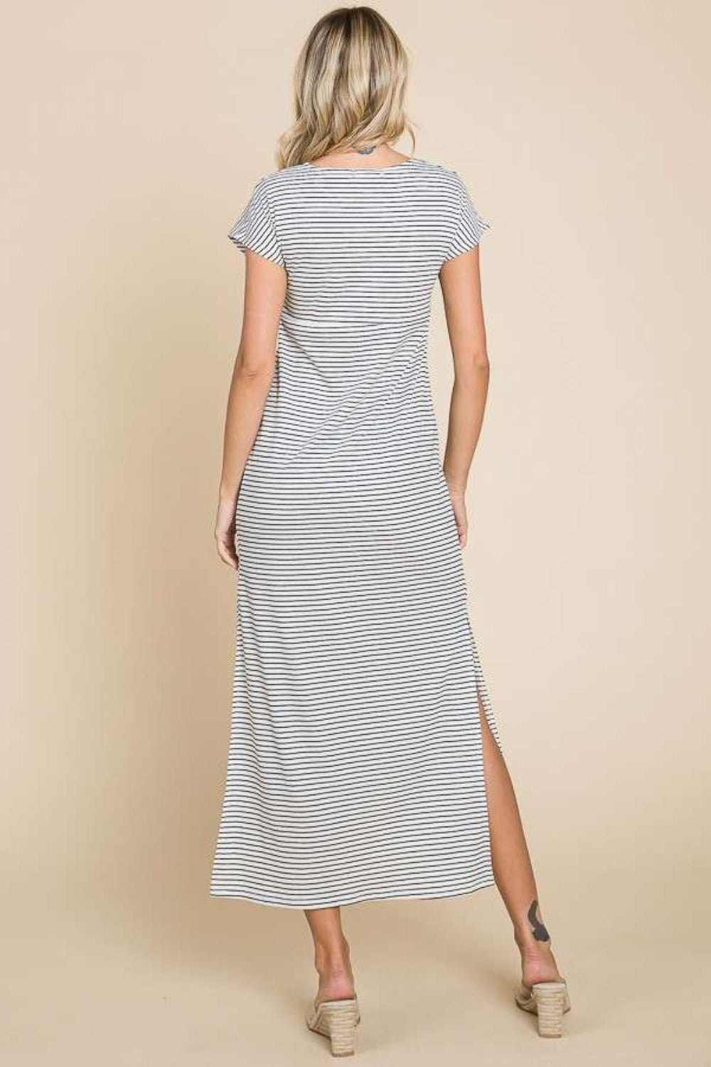 Culture Code Full Size Striped Twisted Detail Dress BLUE ZONE PLANET