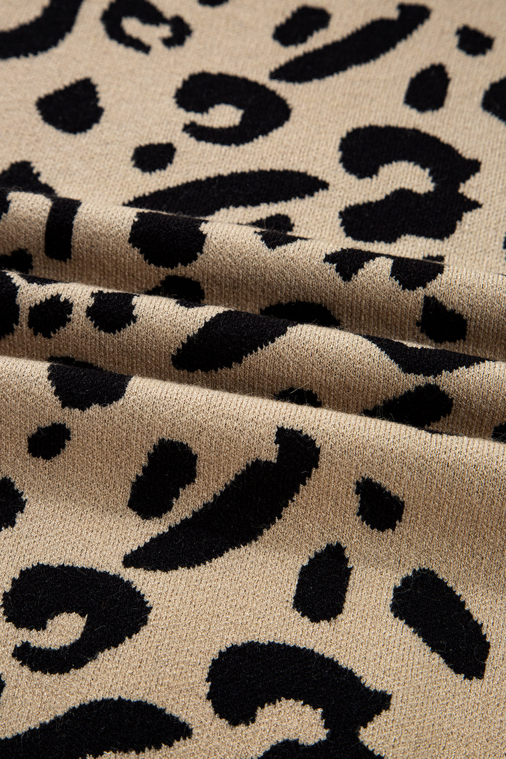 Brown Leopard Pattern Lace Ribbed Detail Button Cuffed Sweater-TOPS / DRESSES-[Adult]-[Female]-2022 Online Blue Zone Planet