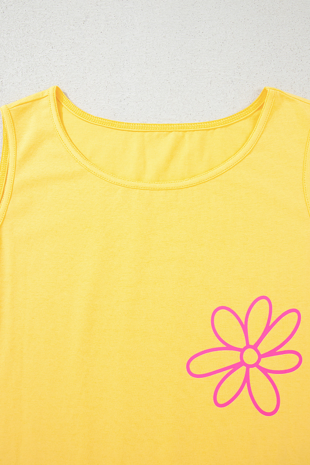 Yellow Cream Flower Graphic Casual Tank Top-Tops/Tank Tops-[Adult]-[Female]-2022 Online Blue Zone Planet