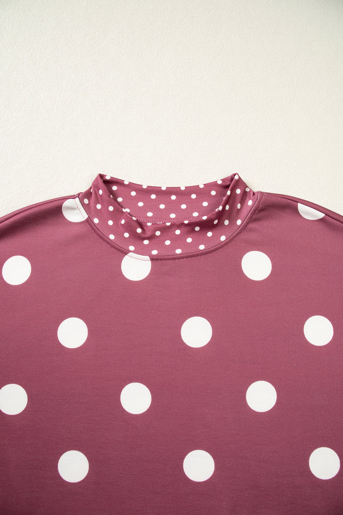 Pink Polka Dot Print Contrast Detail Oversized Tunic Sweatshirt-Tops/Sweatshirts & Hoodies-[Adult]-[Female]-2022 Online Blue Zone Planet