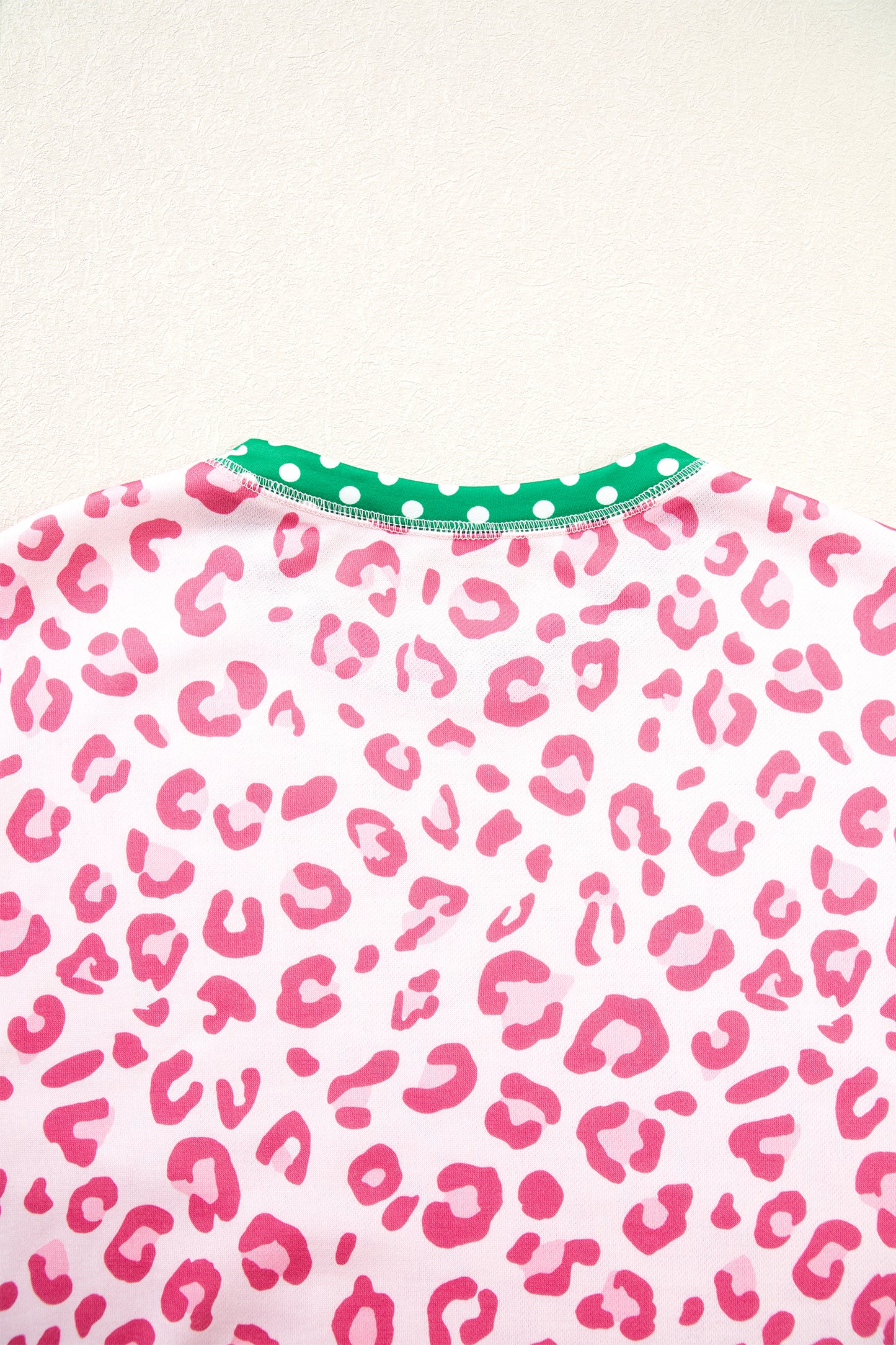 Pink Leopard Polka Dot Colorblock Trim Long Sleeve Top-Tops/Long Sleeve Tops-[Adult]-[Female]-2022 Online Blue Zone Planet