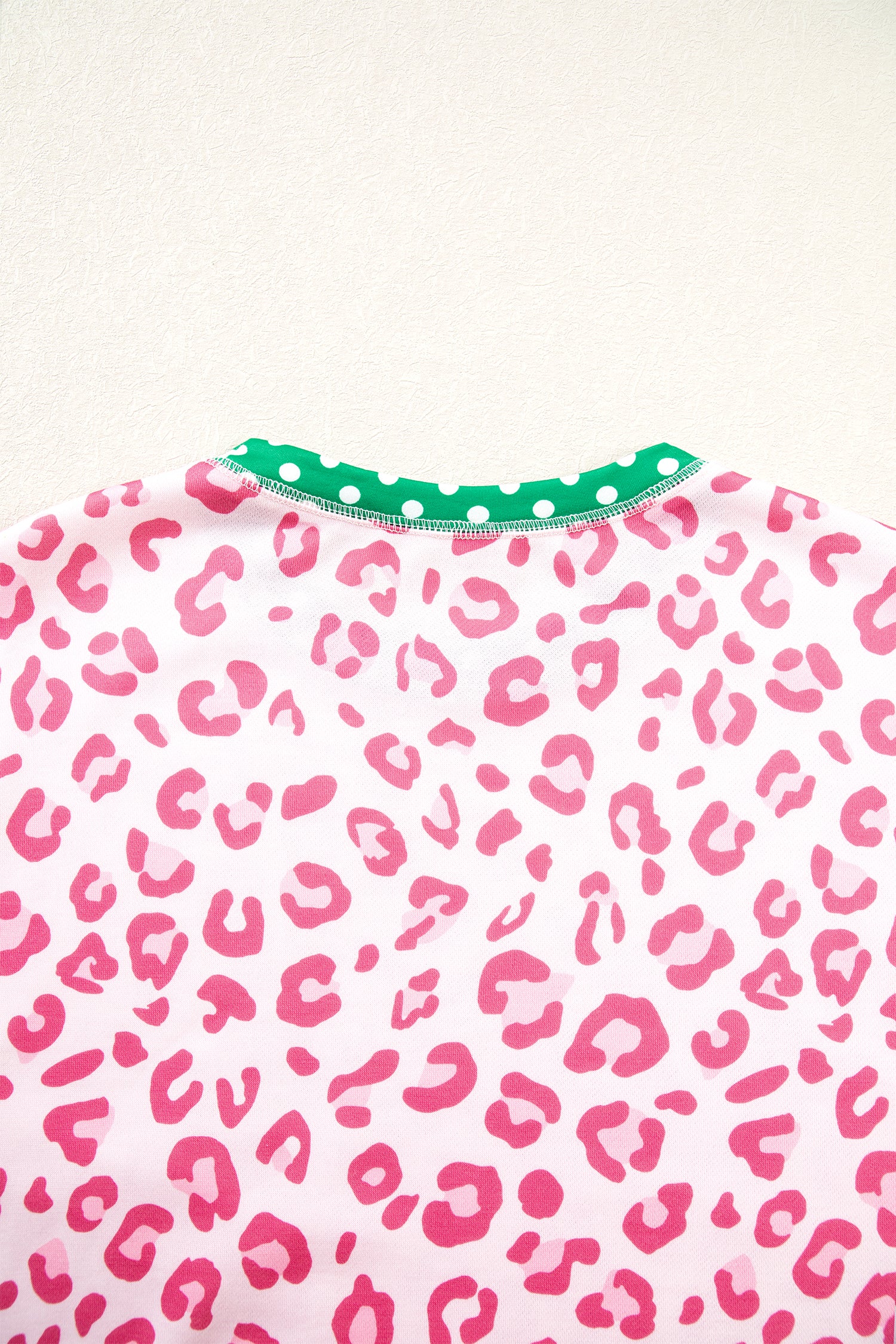 Pink Leopard Polka Dot Colorblock Trim Long Sleeve Top-Tops/Long Sleeve Tops-[Adult]-[Female]-2022 Online Blue Zone Planet