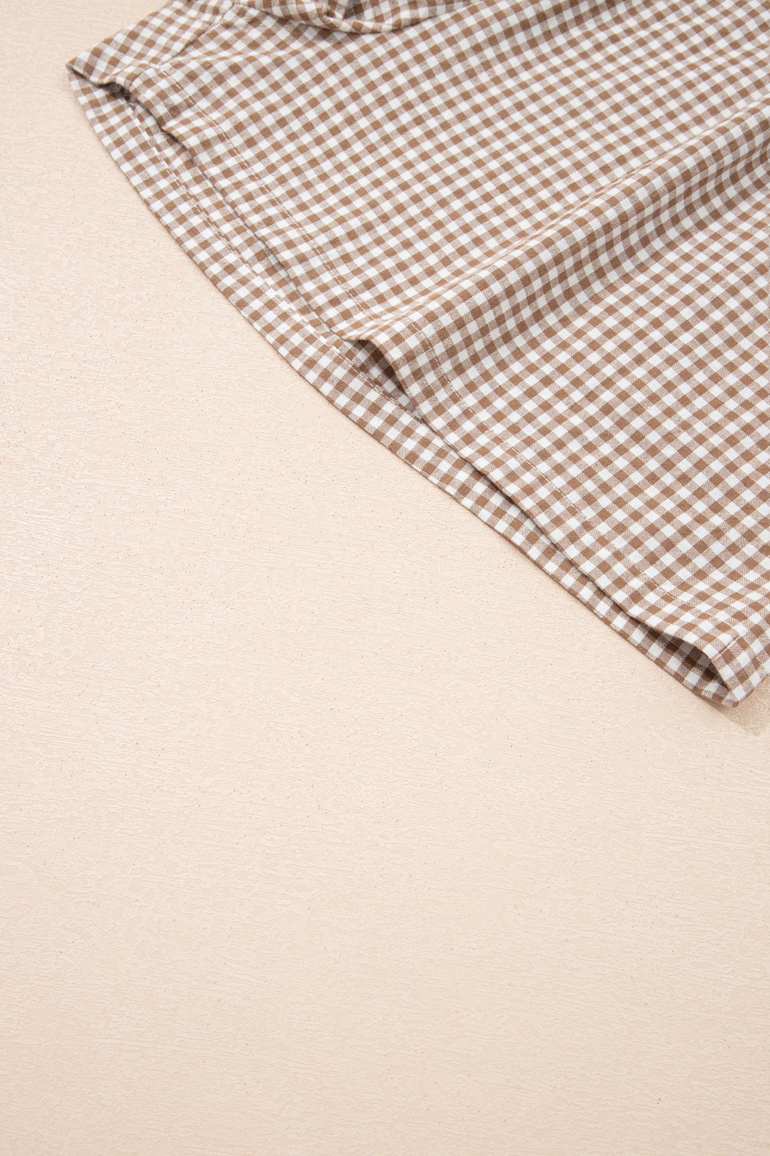 Khaki Contrast Trim Plaid Print Plus Size Shorts-Plus Size/Plus Size Bottoms-[Adult]-[Female]-2022 Online Blue Zone Planet