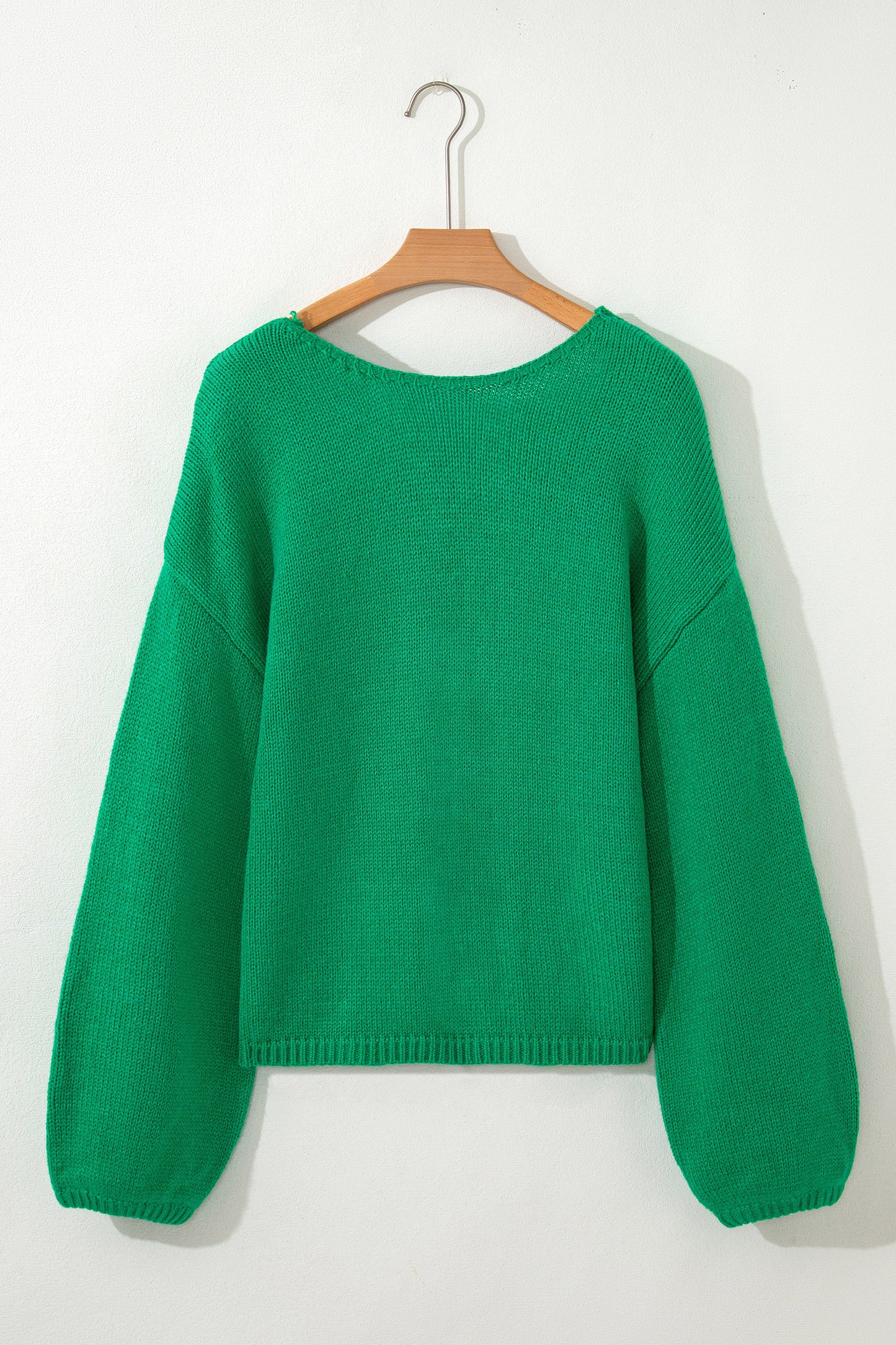 Bright Green Festive Bow Backless Bubble Sleeve Sweater-TOPS / DRESSES-[Adult]-[Female]-2022 Online Blue Zone Planet
