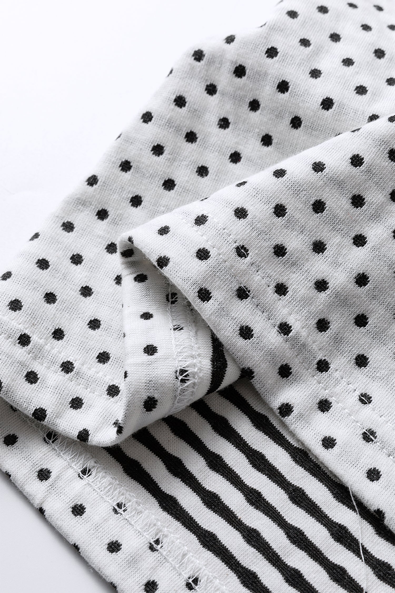 Beige Plus Size Dot Print Striped Patchwork Long Sleeve Henley Top-Plus Size/Plus Size Tops/Plus Size Blouses & Shirts-[Adult]-[Female]-2022 Online Blue Zone Planet