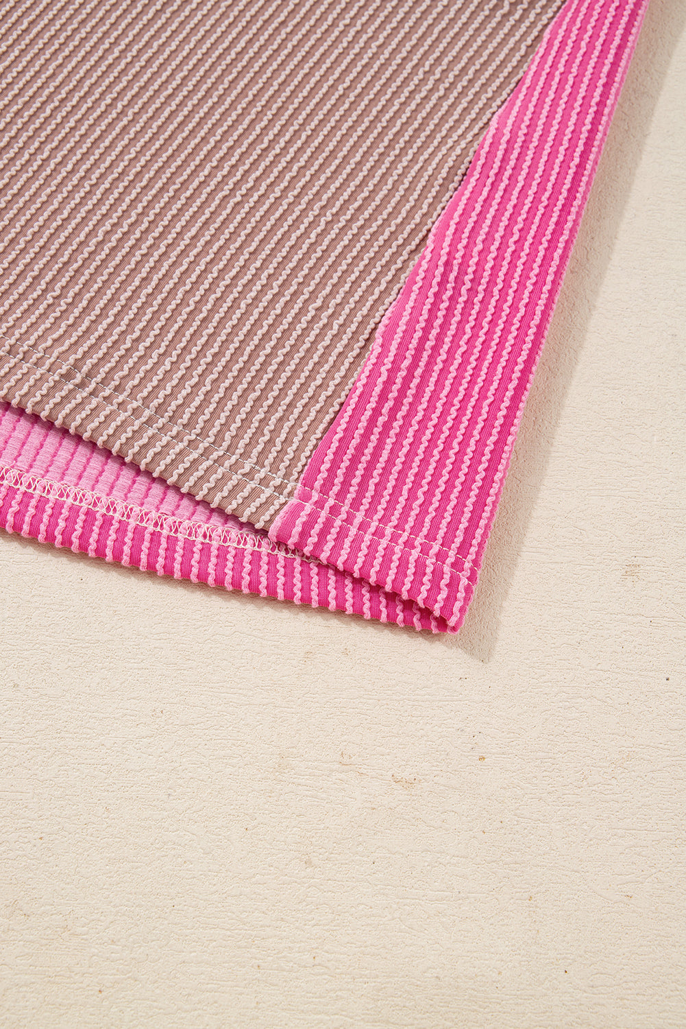 Rose Red Plus Size Twisted Ribbed Color Block Leopard Patchwork Long Sleeve Top-Plus Size/Plus Size Tops-[Adult]-[Female]-2022 Online Blue Zone Planet