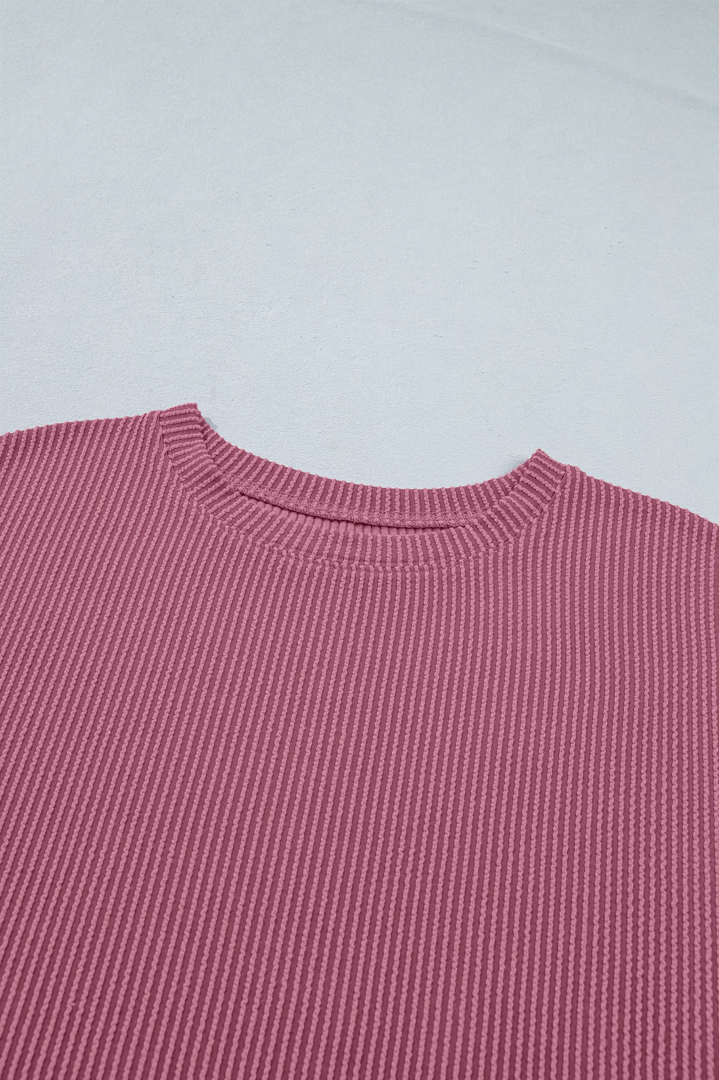 Pitaya Pink Twisted Ribbed Loose Tee Drawstring Elastic Waist 2pcs Short Set-Two Piece Sets/Short Sets-[Adult]-[Female]-2022 Online Blue Zone Planet