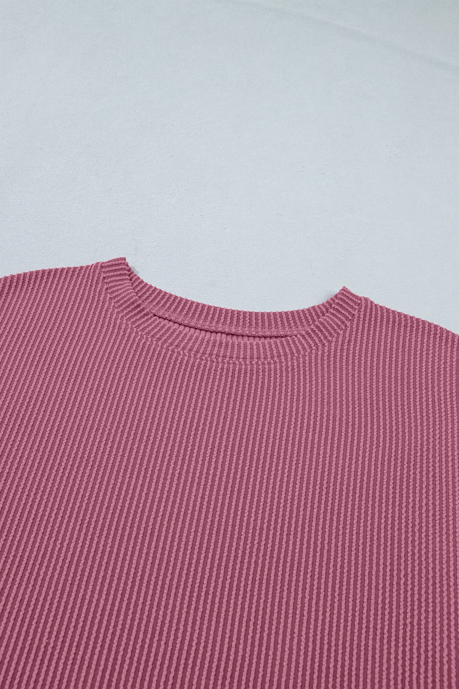 Pitaya Pink Twisted Ribbed Loose Tee Drawstring Elastic Waist 2pcs Short Set-Two Piece Sets/Short Sets-[Adult]-[Female]-2022 Online Blue Zone Planet