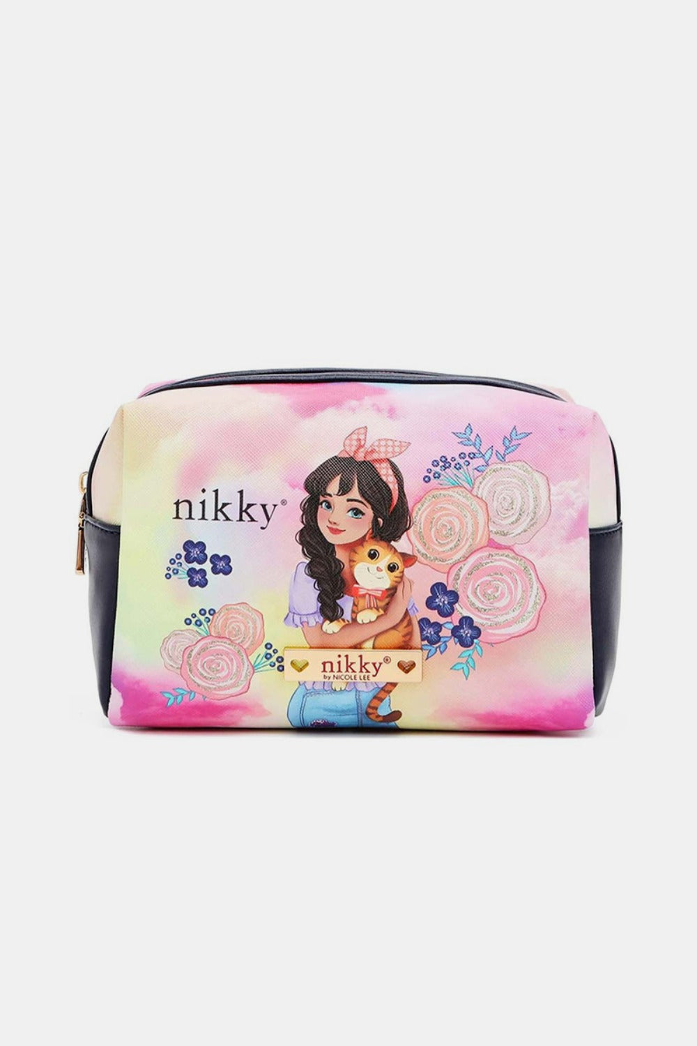 Nicole Lee USA Printed Extra Large Cosmetic Pouch-HANDBAGS-[Adult]-[Female]-Lovely Clara-One Size-2022 Online Blue Zone Planet