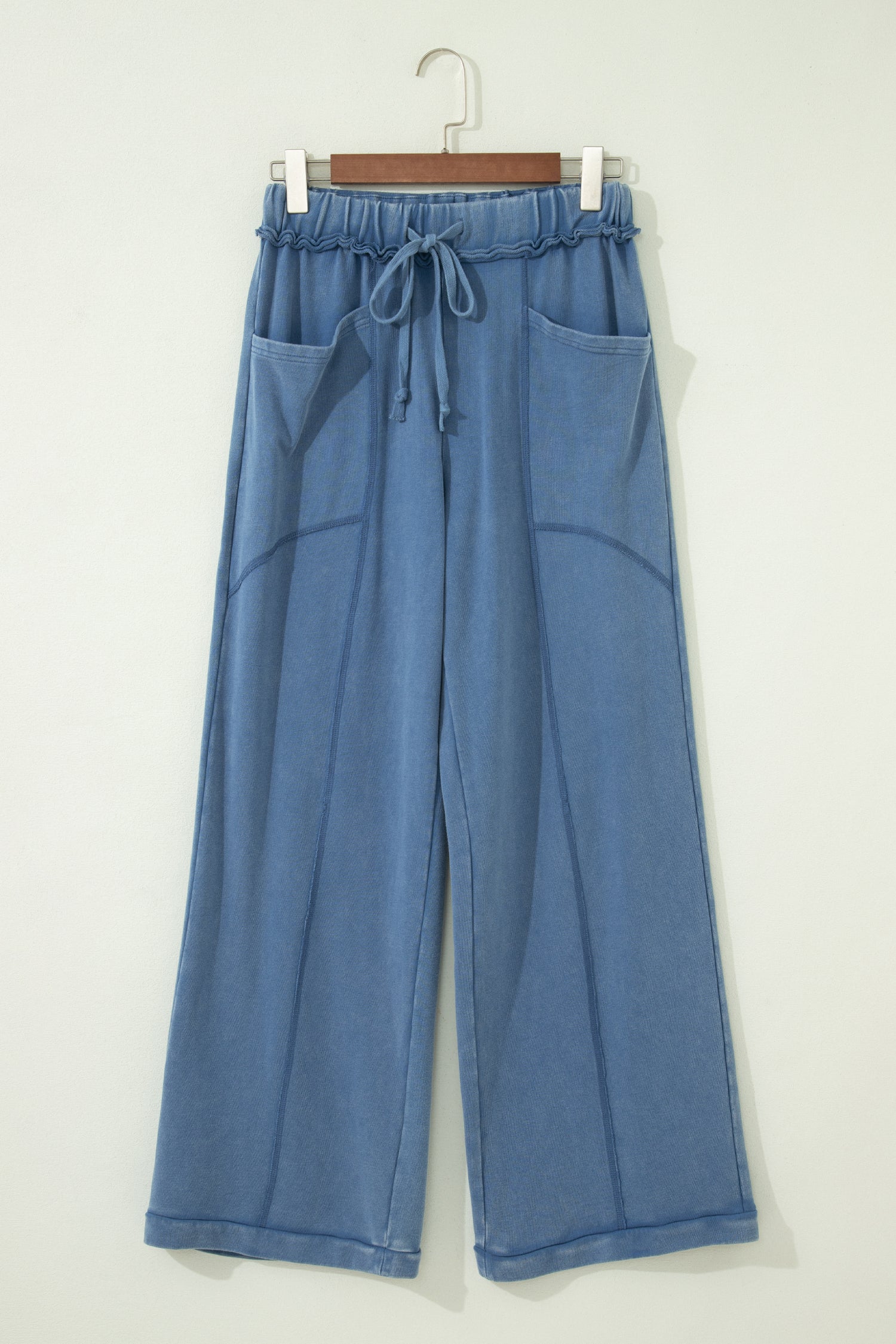 Ashleigh Blue Mineral Wash Drawstring Retro High Waist Wide Leg Western Pants-Bottoms/Pants & Culotte-[Adult]-[Female]-2022 Online Blue Zone Planet