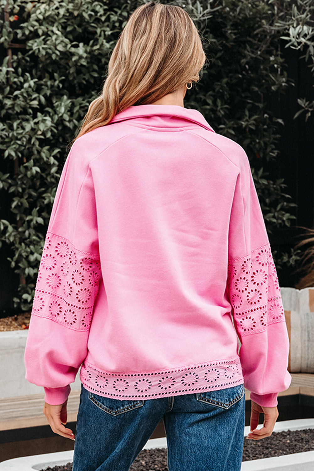 Bonbon Embroidered Flower Patchwork Snap Buttons Pullover Sweatshirt-Tops/Sweatshirts & Hoodies-[Adult]-[Female]-2022 Online Blue Zone Planet