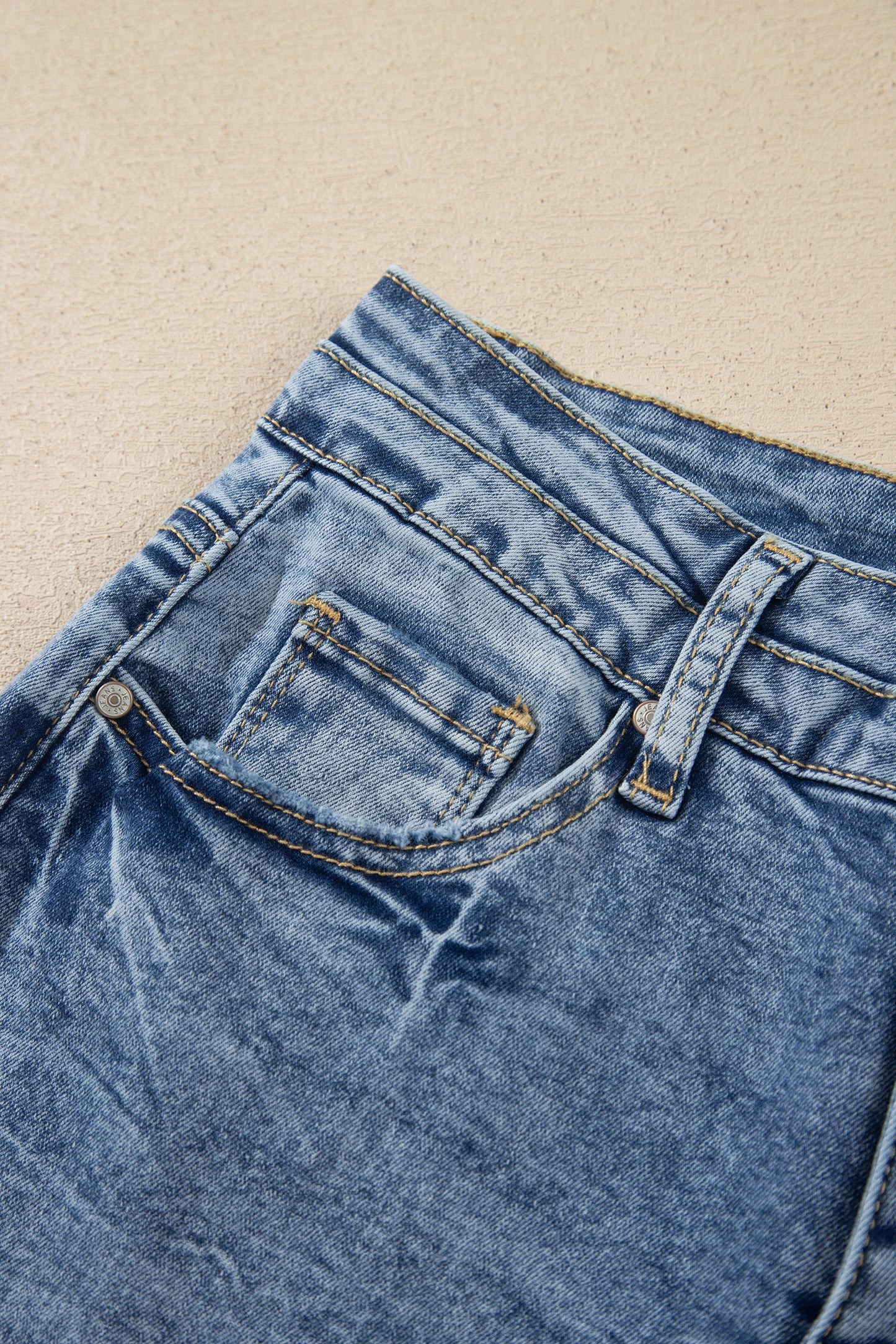 Beau Blue Acid Wash Pocket Detail Flare Jeans-Bottoms/Jeans-[Adult]-[Female]-2022 Online Blue Zone Planet