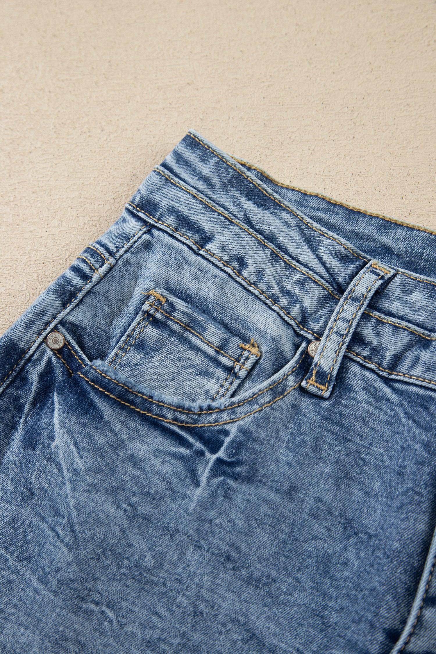 Beau Blue Acid Wash Pocket Detail Flare Jeans-Bottoms/Jeans-[Adult]-[Female]-2022 Online Blue Zone Planet